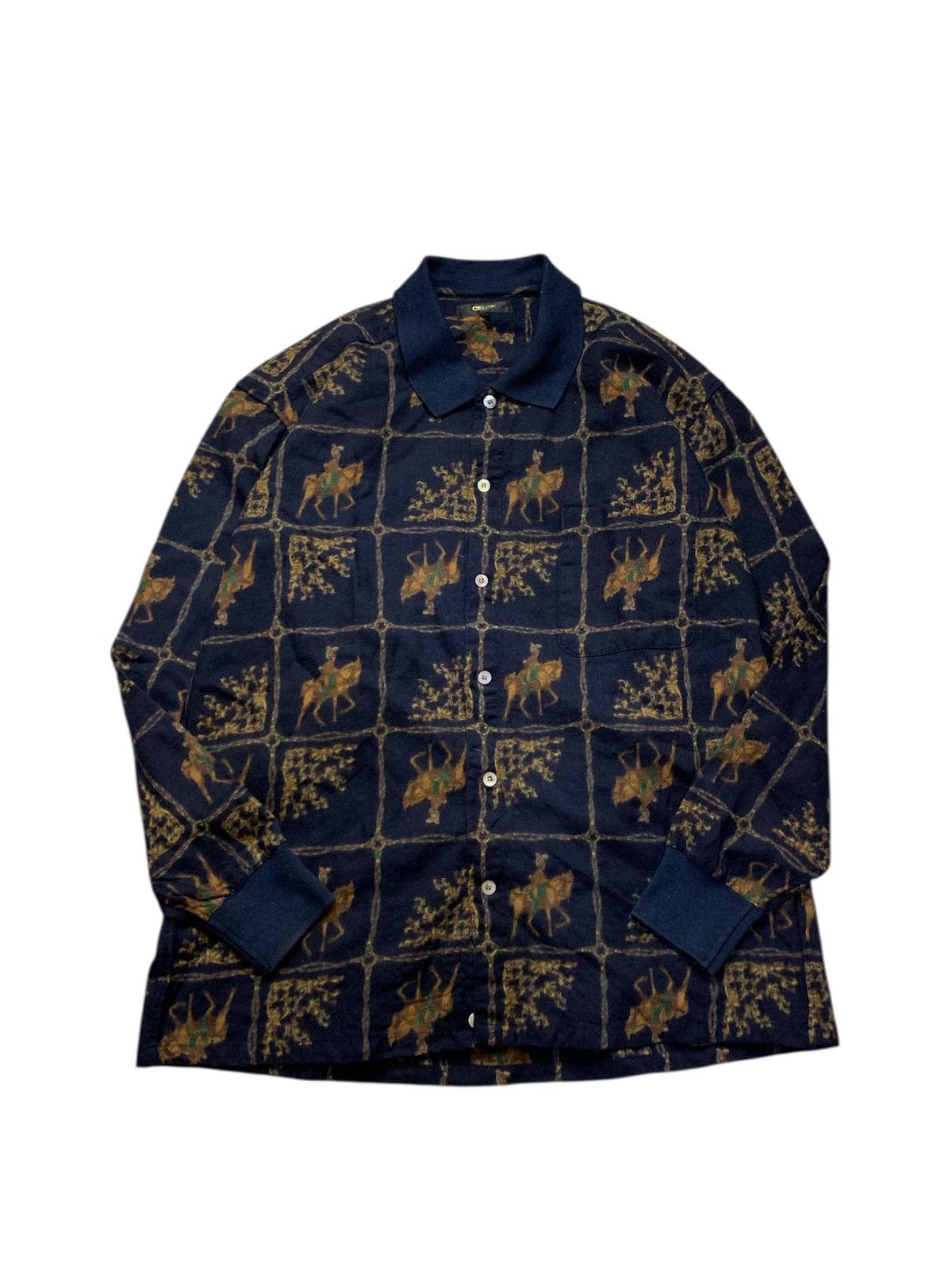 Celine 🐍 Vintage Celine Horses Print Wool Shirts Size US M / EU 48-50 / 2 - 2 Thumbnail