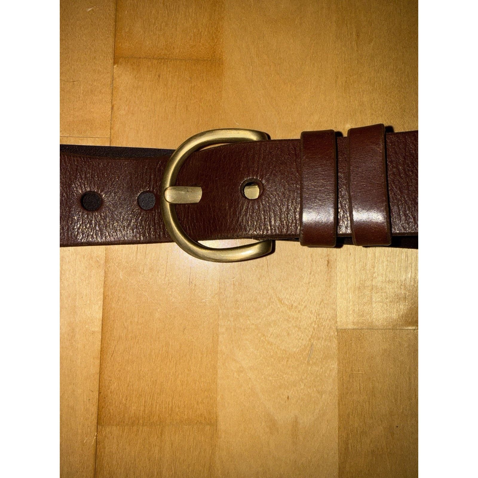 Other VTG JF Brown Leather Belt Brass Buckle 30 Size ONE SIZE - 2 Thumbnail