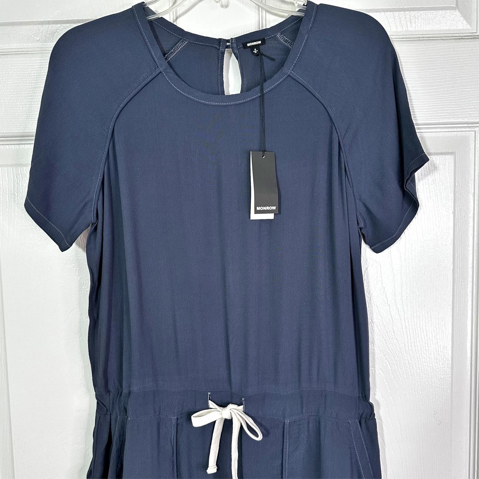 MONROW NWT Monrow Utility Shift Dress Blue Knee Length Women’s S Size S / US 4 / IT 40 - 3 Thumbnail