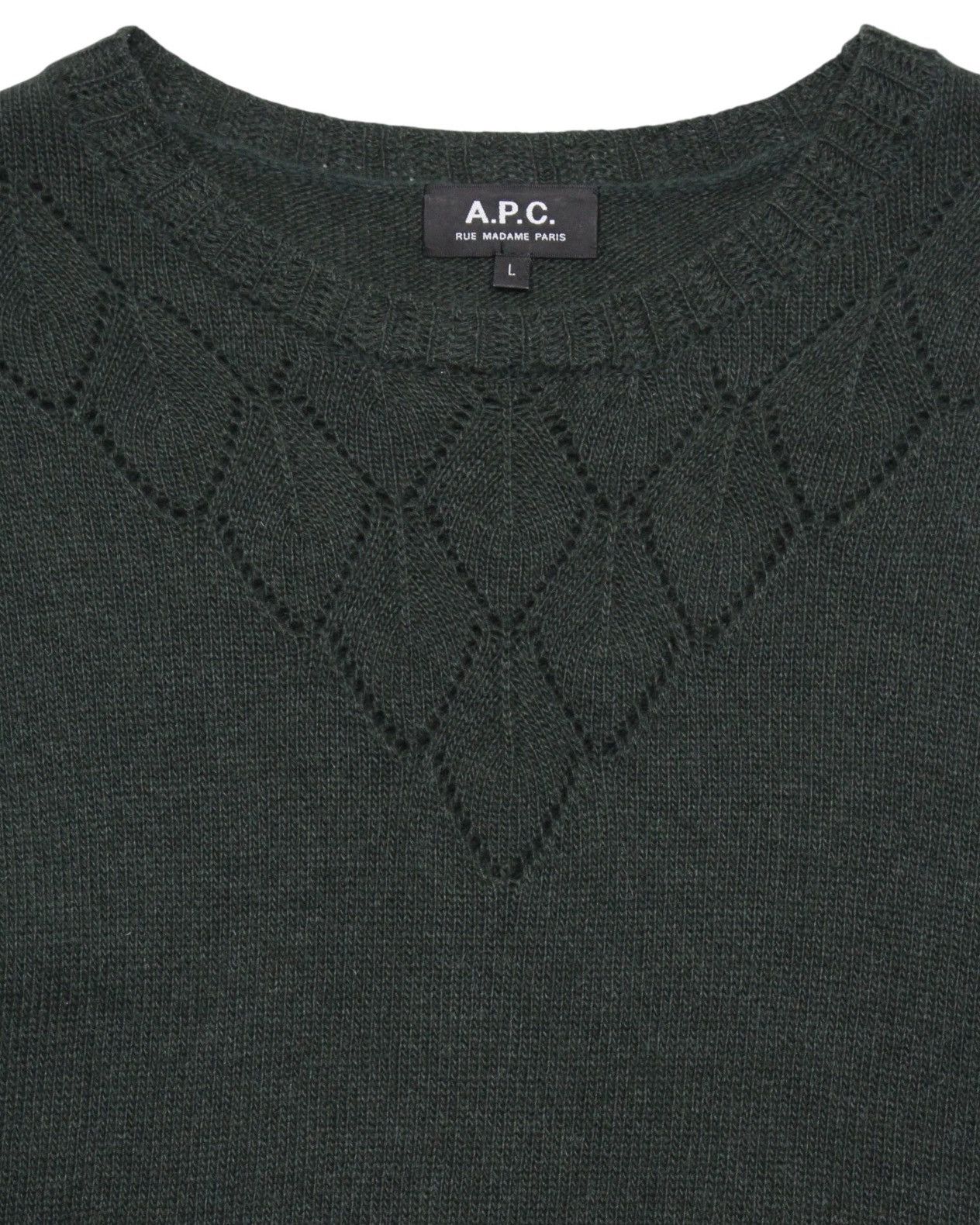A.P.C. A.P.C. DIAMOND POINTELLE CASHMERE-BLEND KNIT SWEATER Size US L / EU 52-54 / 3 - 2 Thumbnail