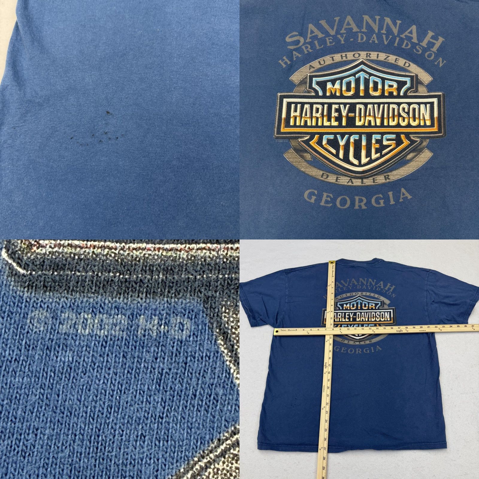 Harley Davidson VINTAGE Harley-Davidson Shirt Mens XL Blue 100 Years Savannah Georgia USA 2000s Size US XL / EU 56 / 4 - 8 Thumbnail