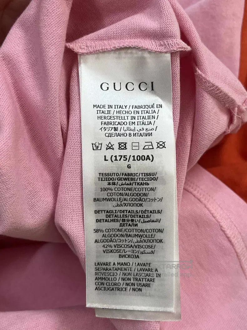 Gucci Gucci Co-branded pink letter logo printed short sleeves Size L / US 10 / IT 46 - 6 Thumbnail