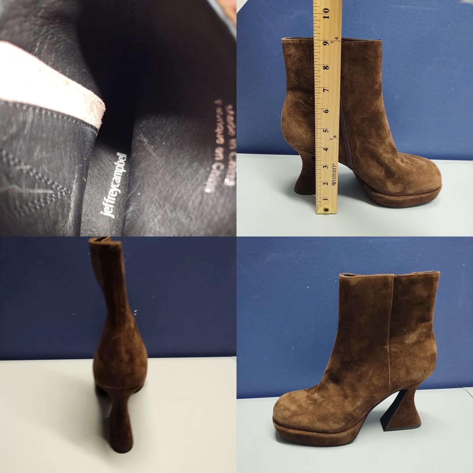 Jeffrey Campbell Jeffrey Campbell Women's Size 7 Brown Suede Heeled Ankle Boots Round Toe Side Zip Bootie Size US 7 / IT 37 - 8 Thumbnail