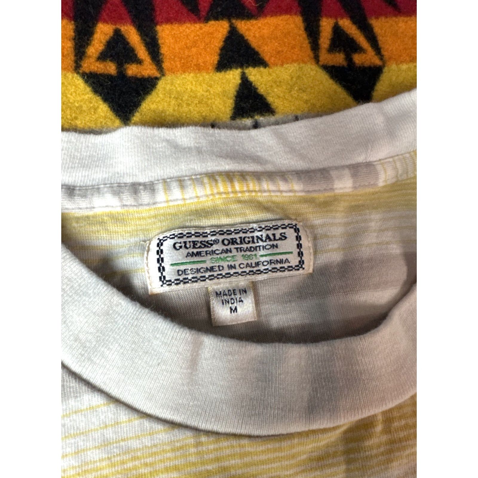 Guess VINTAGE Guess ? Jeans Originals Striped Shirt Retro Men’s Sz M Yellow Gray Mens M Striped Shirt Size US M / EU 48-50 / 2 - 3 Thumbnail