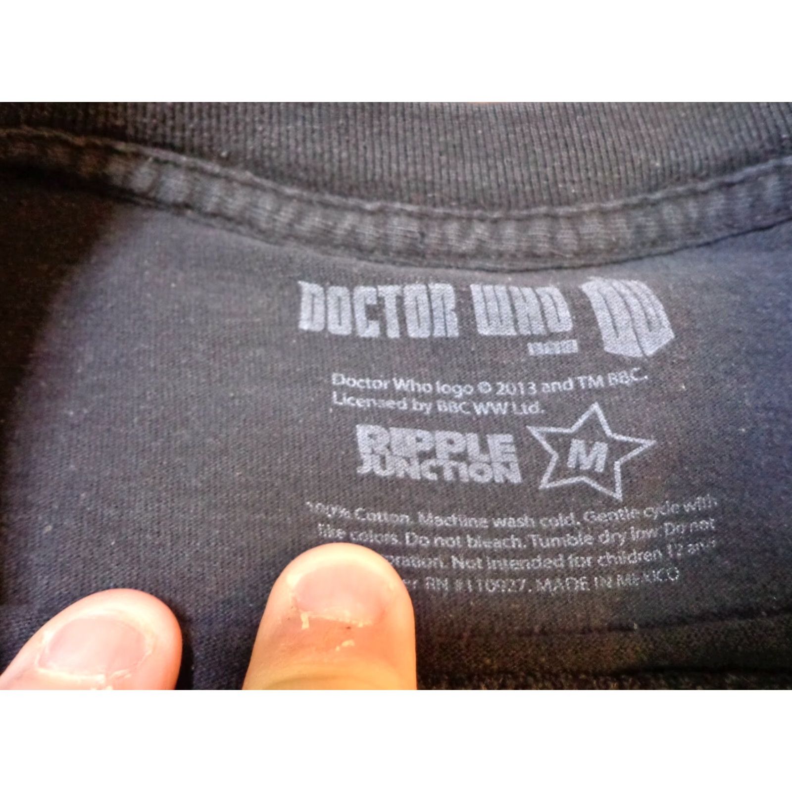 Logo 7 Doctor Who Logo Regenerate and Carry On Black T Shirt Medium M Size US M / EU 48-50 / 2 - 4 Thumbnail