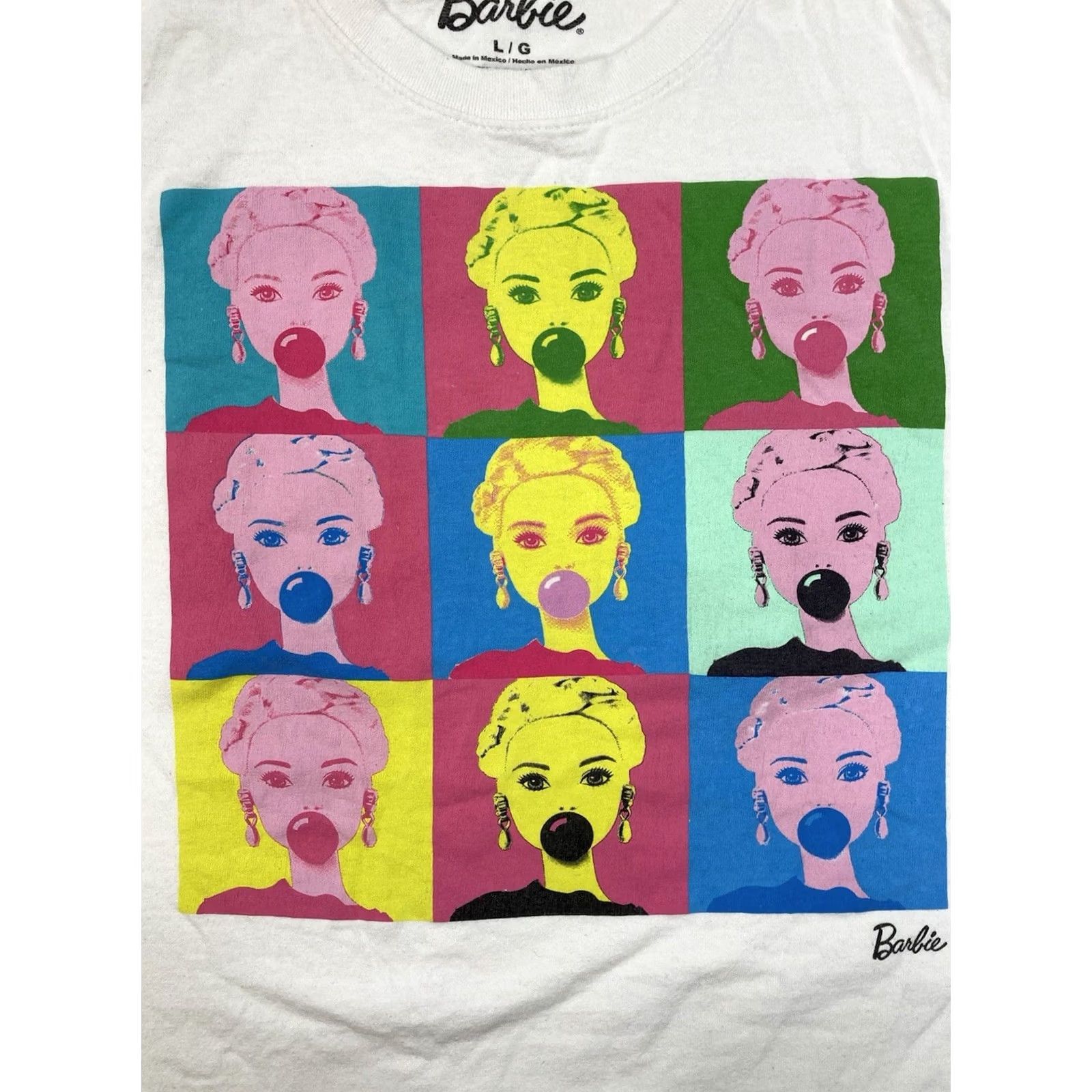 Vintage Barbie T-Shirt Men Large White Short Sleeve Art Graphic Print Logo Crew Neck Size US L / EU 52-54 / 3 - 2 Thumbnail