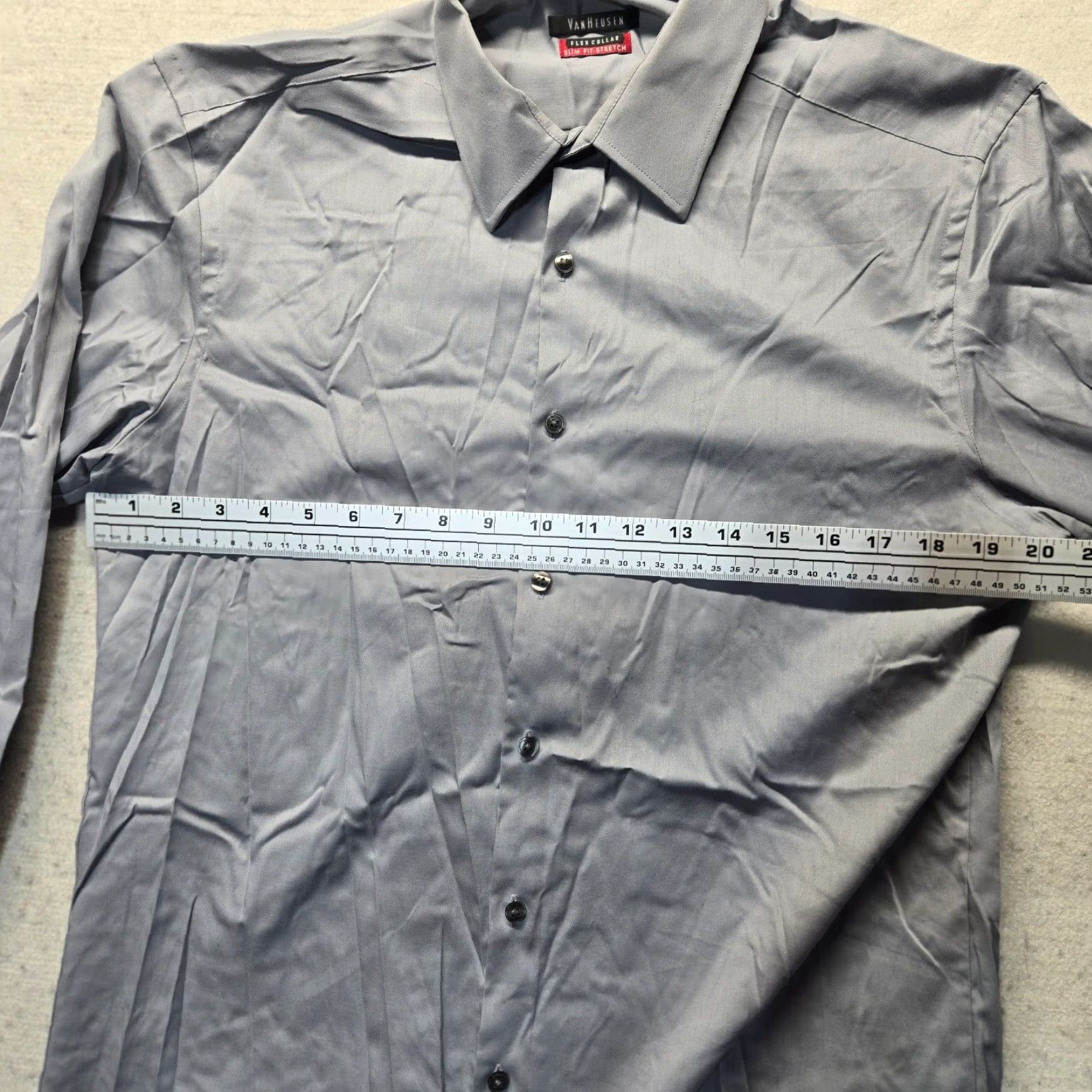 Van Heusen Van Heusen Flex Solid Gray Dress Shirt Slim Fit Stretch Adult 16 34/35 Men's Size 42R - 5 Thumbnail