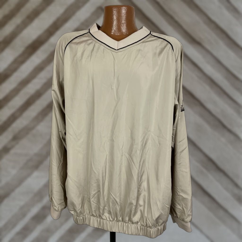 Footjoy VINTAGE FootJoy V-Neck Golf Pullover Jacket Men XL Beige Windbreaker Nylon Zipped Pockets Golf Size US XL / EU 56 / 4 - 1 Thumbnail