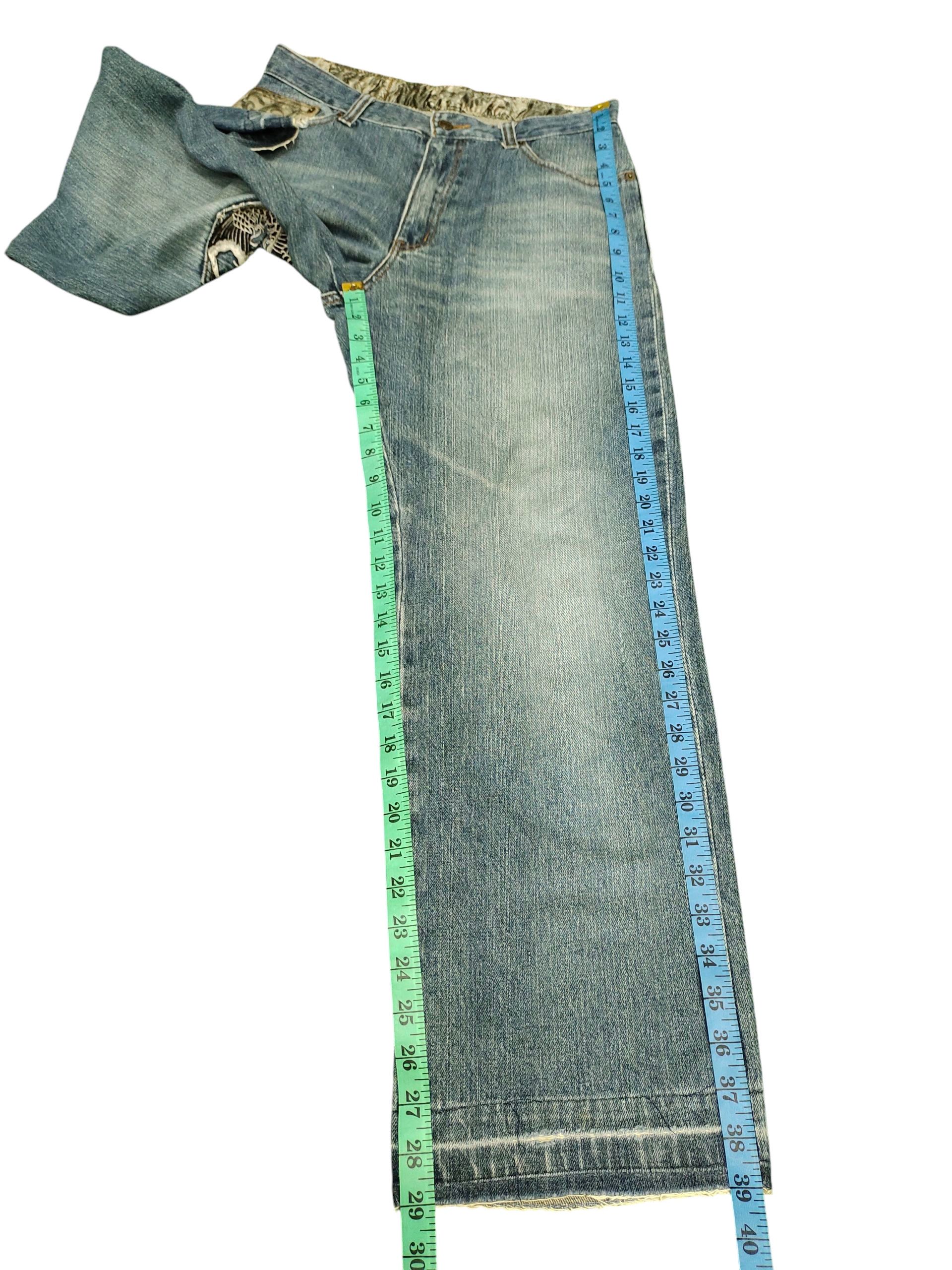 Karakuri Tamashii Japanese Brand Dominate Sukajan Koi Embroidered Denim Jeans Size US 31 - 14 Thumbnail