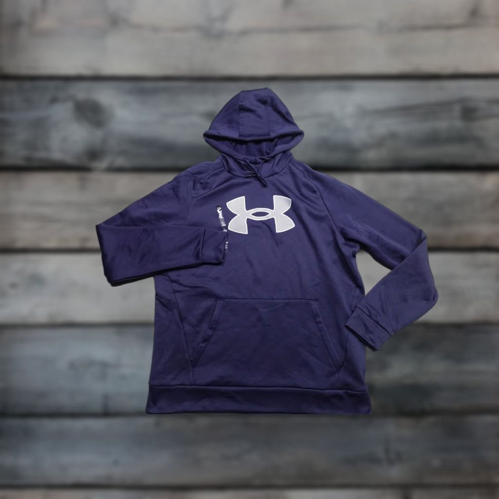 Under Armour Under Armour Hoodie Mens Large Navy Blue Fleece Big Logo Graphic Print Pullover Sweatshirt NWT Size US L / EU 52-54 / 3 - 1 Thumbnail