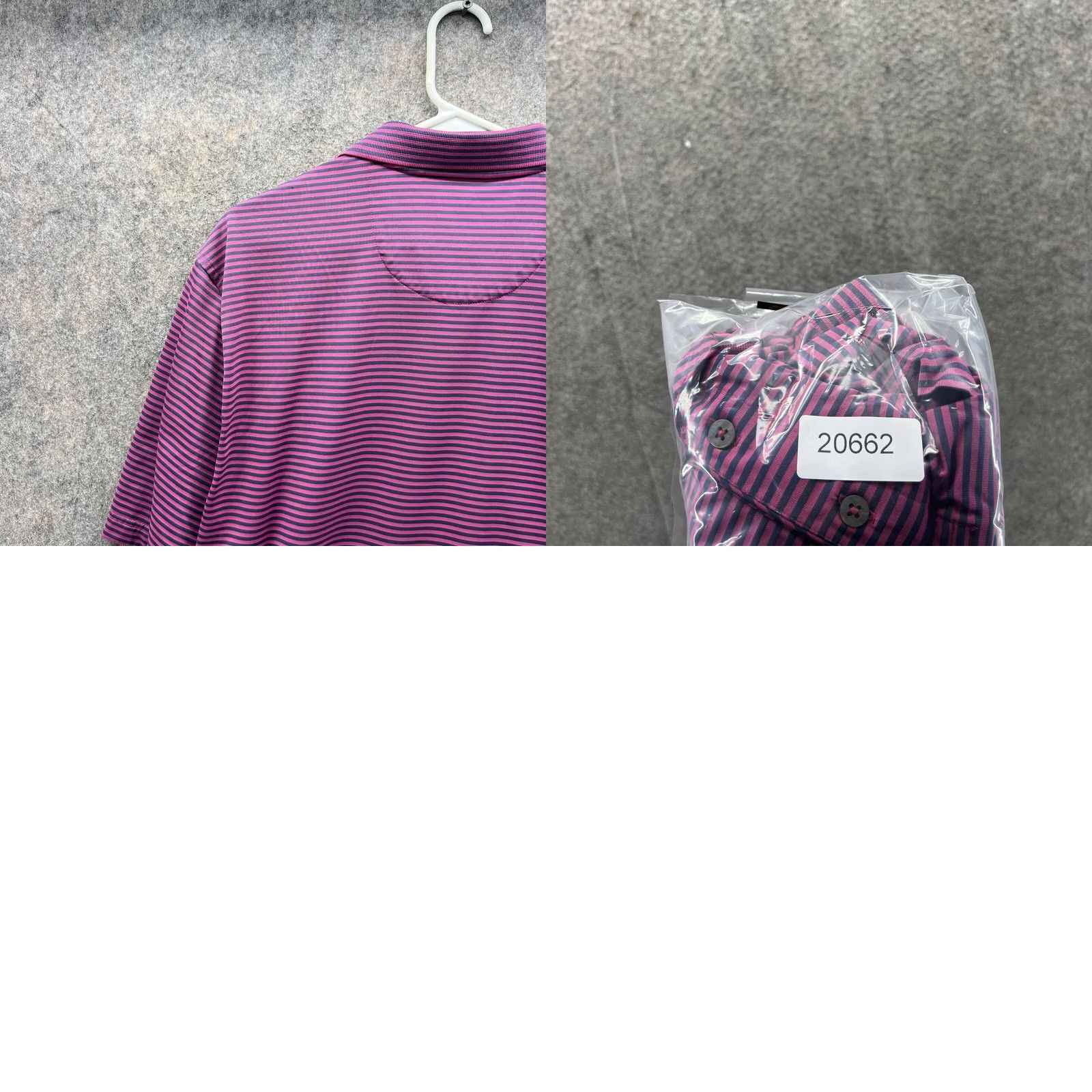 Izod Izod Polo Shirt Men Large Adult Purple Blue Striped Golf Casual Preppy Button Collar Short Sleeve Size US L / EU 52-54 / 3 - 9 Thumbnail