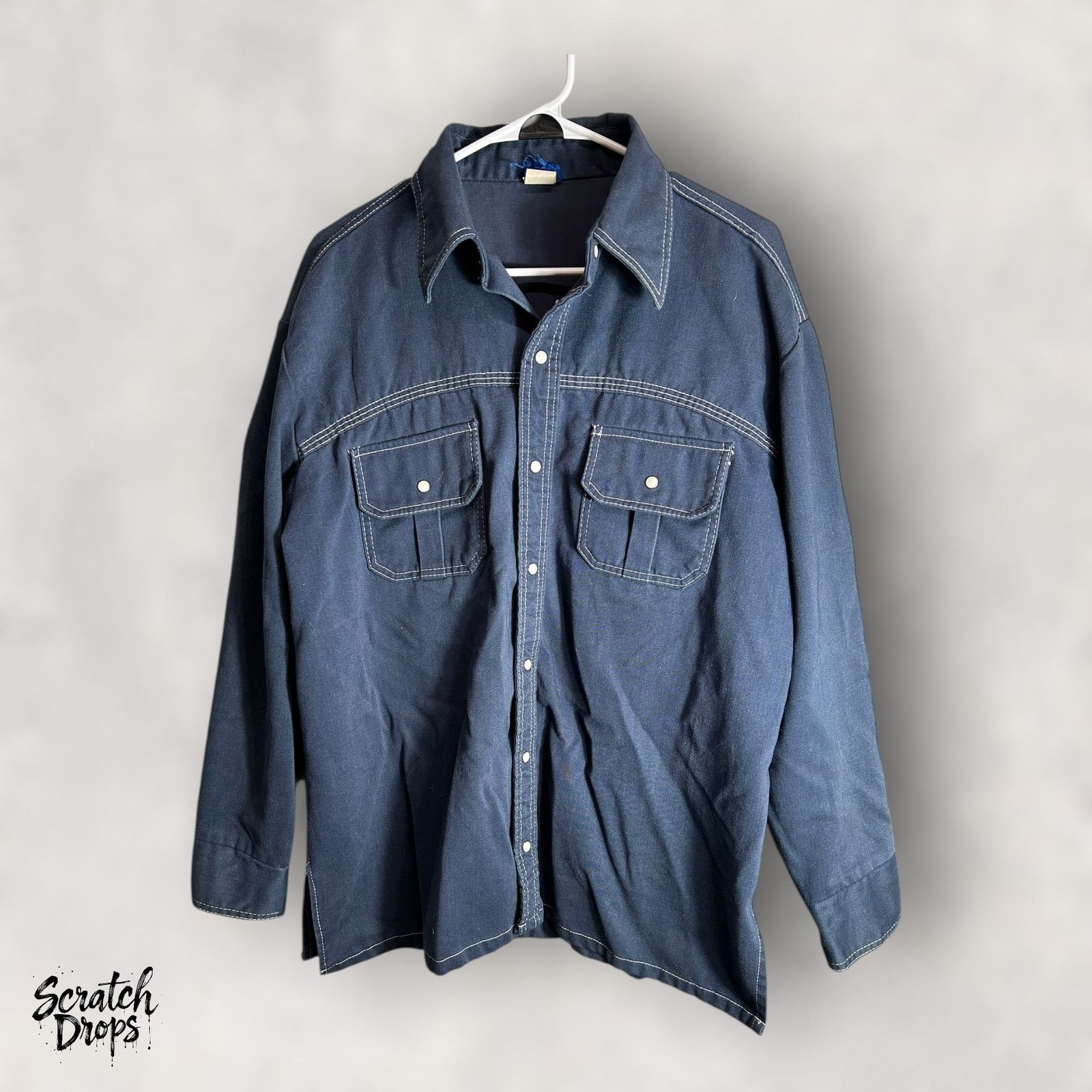 Sears VTG Men 1970s Sears Shacket Jeans Joint Jacket Shirt Blue XL Size US XL / EU 56 / 4 - 1 Thumbnail