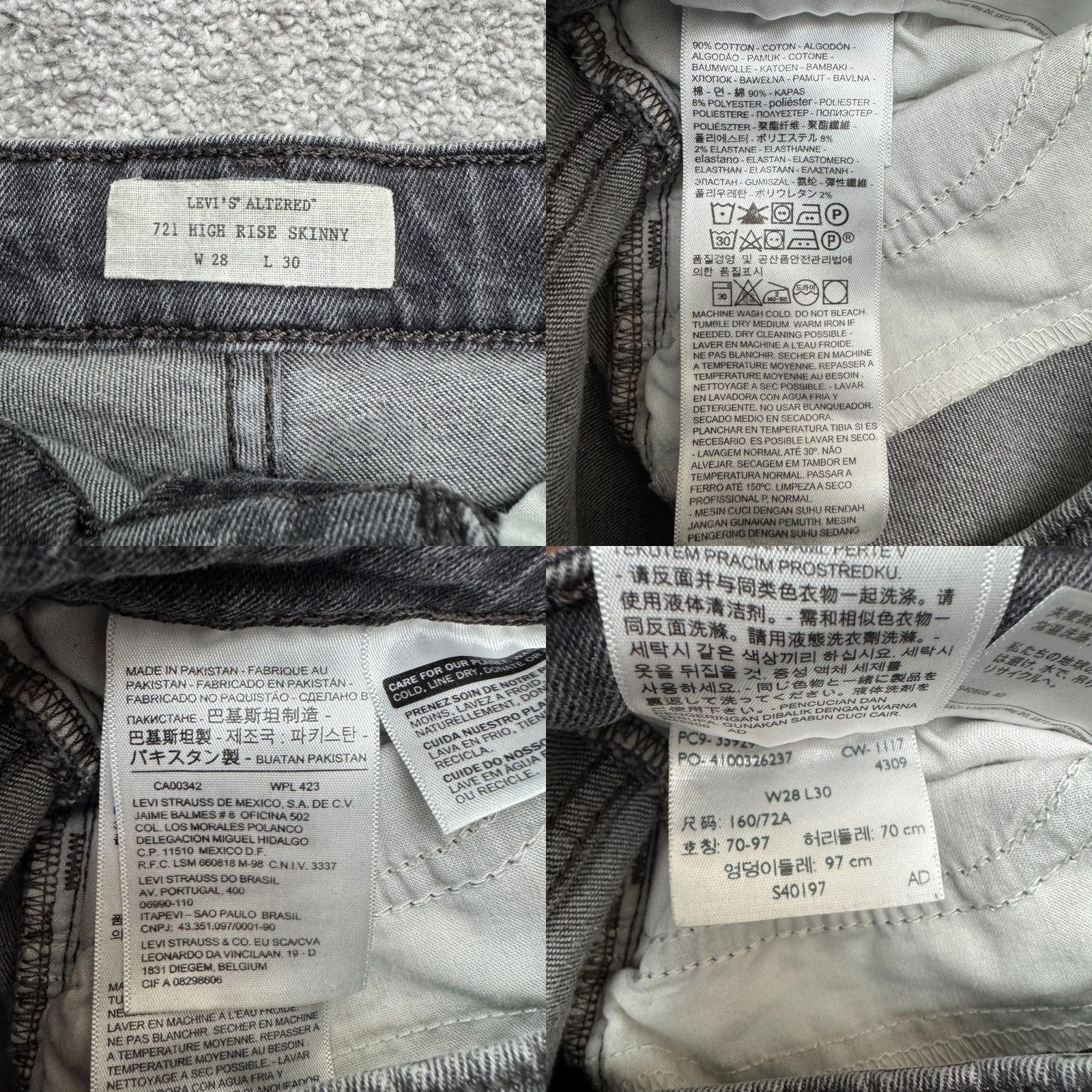 Levi's Levi's 721 High Rise Skinny Jeans Womens 28 Gray Charcoal Wash Denim Slim Straight Pants 5-Pocket Size 28" / US 6 / IT 42 - 8 Thumbnail