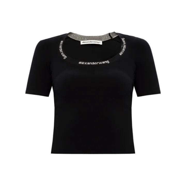 Alexander Wang Alexander Wang Black Logo Trim Short Sleeve T-Shirt - Size XS / US 0-2 / IT 36-38 - 1 Thumbnail