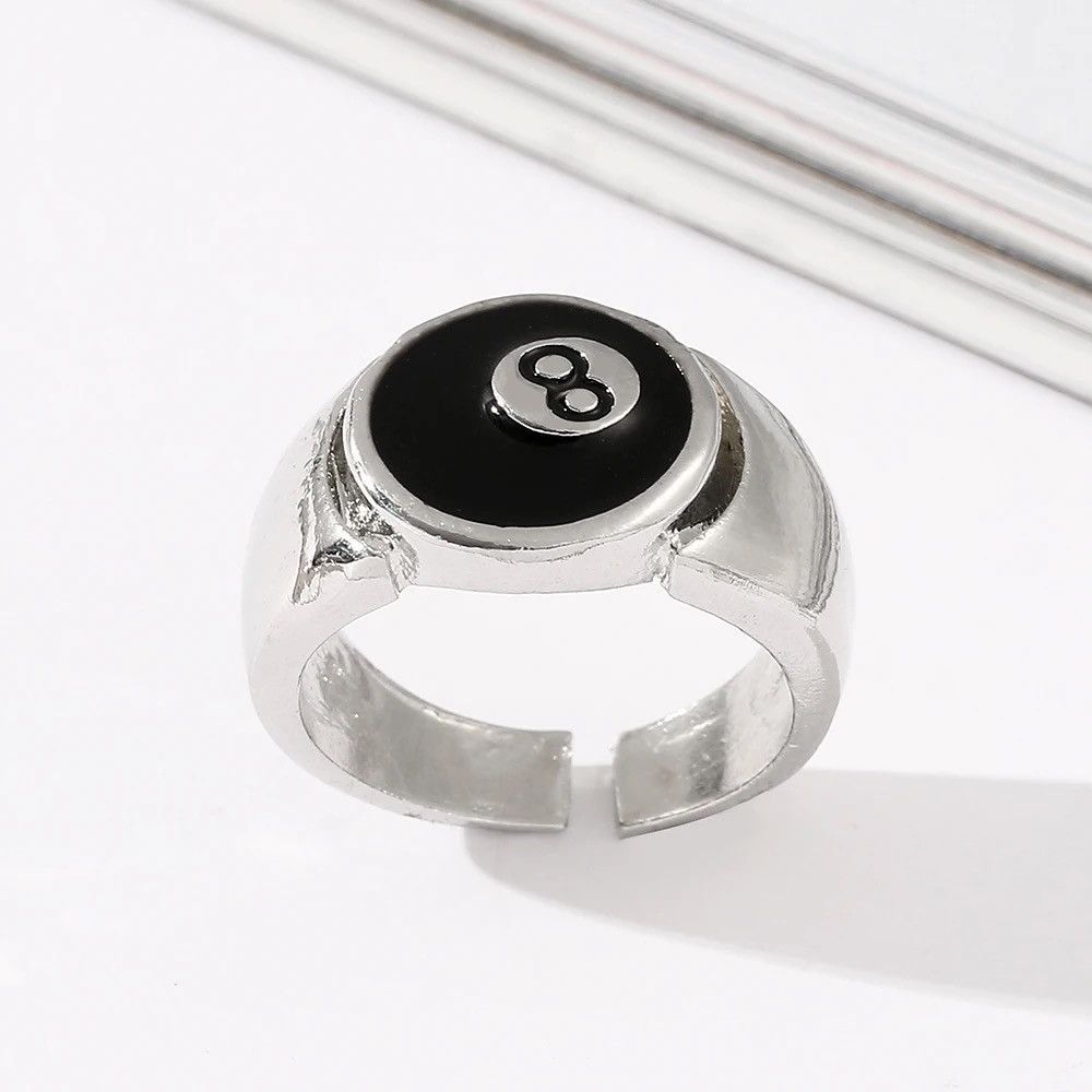 Jewelry Billiard Number Black 8 Adjustable Ring Size ONE SIZE - 4 Thumbnail