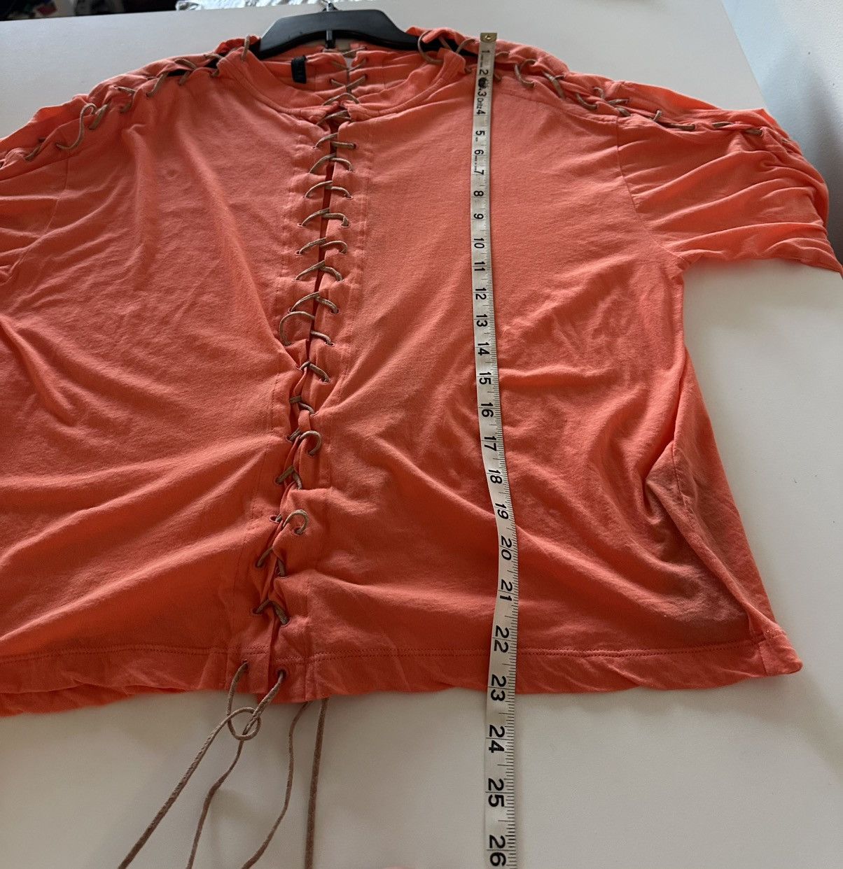 Unravel Project Ben Taverniti Unravel Project Cotton Lace Up Orange Tee S Size S / US 4 / IT 40 - 4 Thumbnail