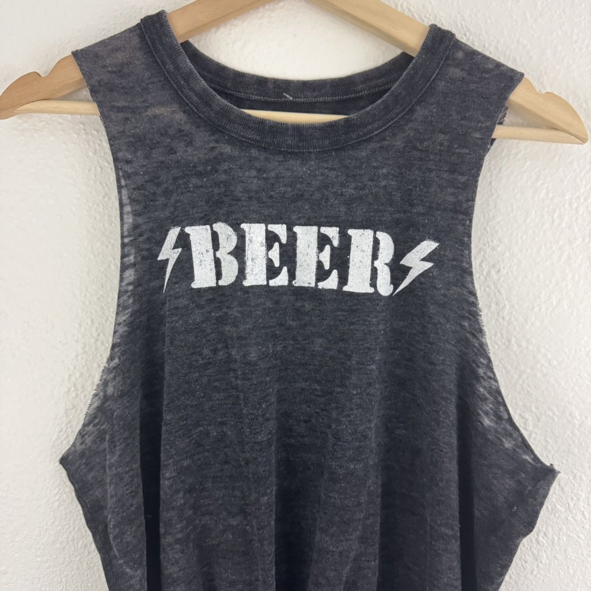 Chaser Brand CHASER Black Acid Wash Semi Sheer Beer Tie Front Tank Top Size M / US 6-8 / IT 42-44 - 3 Thumbnail