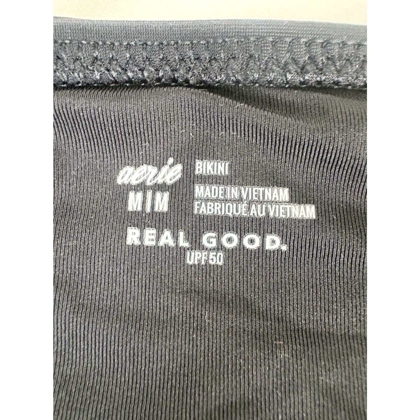 Vintage Aerie Bikini Bottoms Womens M Black UPF 50 Solid Hand Wash Only Lightweight Lined Stretch Logo Classic Beach Hipster Size 32" / US 10 / IT 46 - 5 Thumbnail