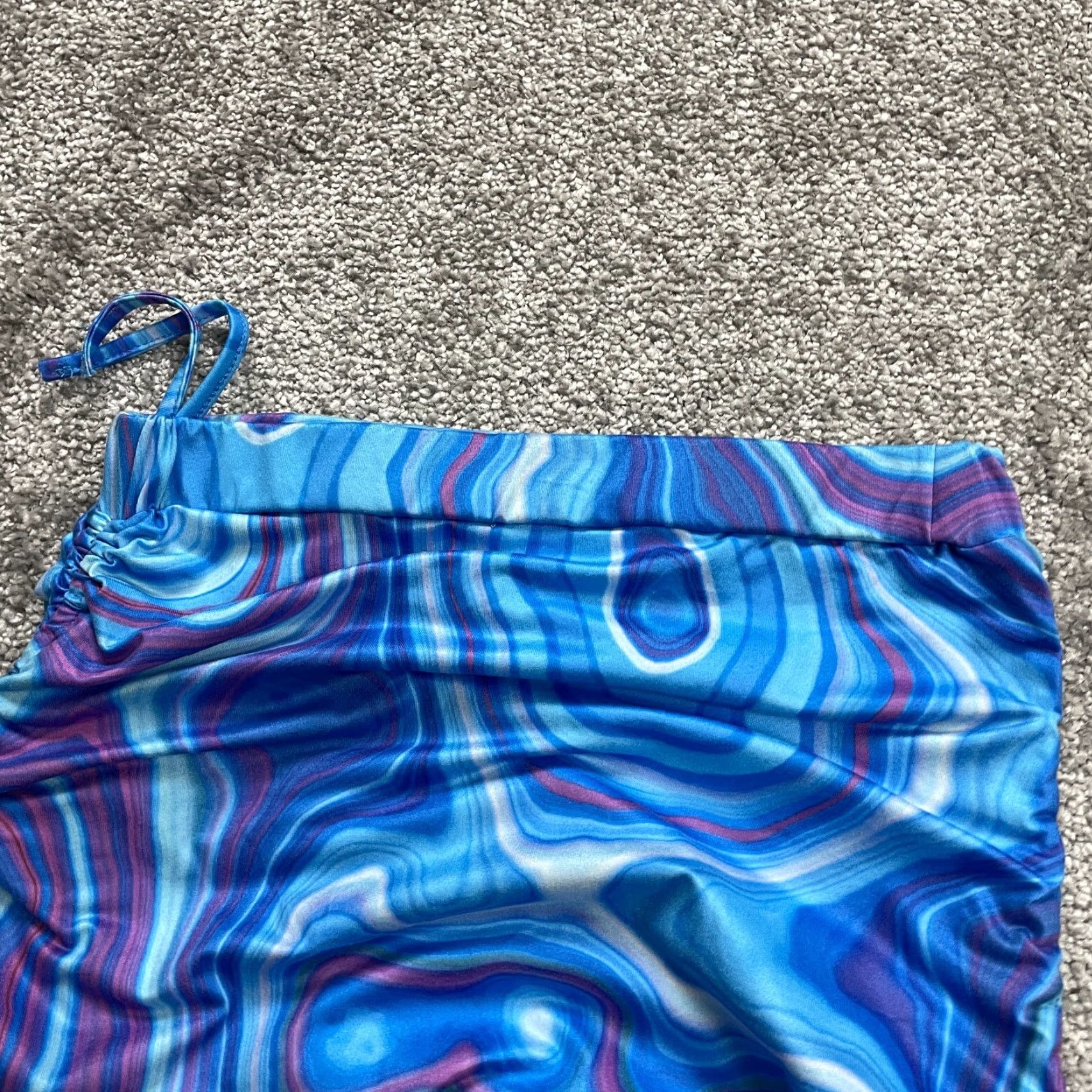 Shein SheIn Skirt Womens XS Blue Tie Dye Stretch Side Lace Mini Casual Ladies Size 26" / US 2 / IT 38 - 5 Thumbnail