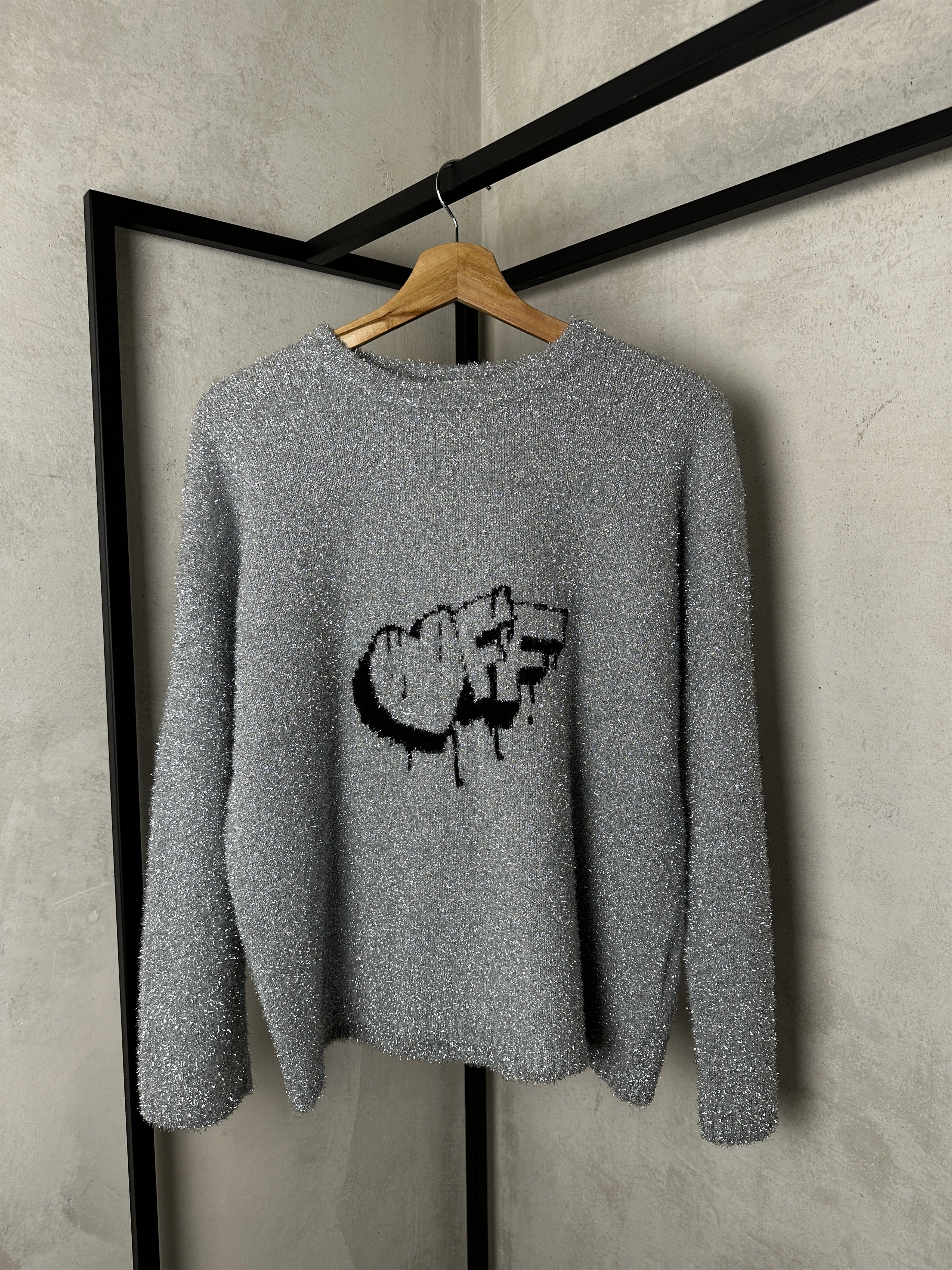Off-White Off-White Off Crew Neck Logo Silver Jumper Size S / US 4 / IT 40 - 11 Thumbnail