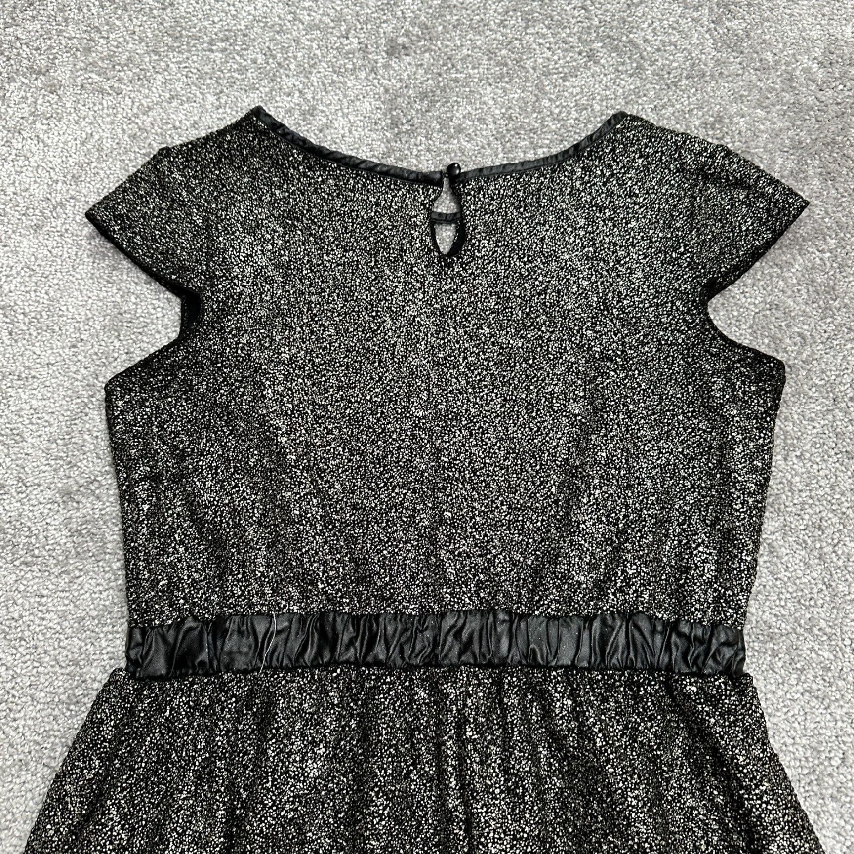 Vintage Xhilaration Dress Juniors XL Black A-Line Cap Sleeve Round Neck Glitters Size XL / US 12-14 / IT 48-50 - 4 Thumbnail