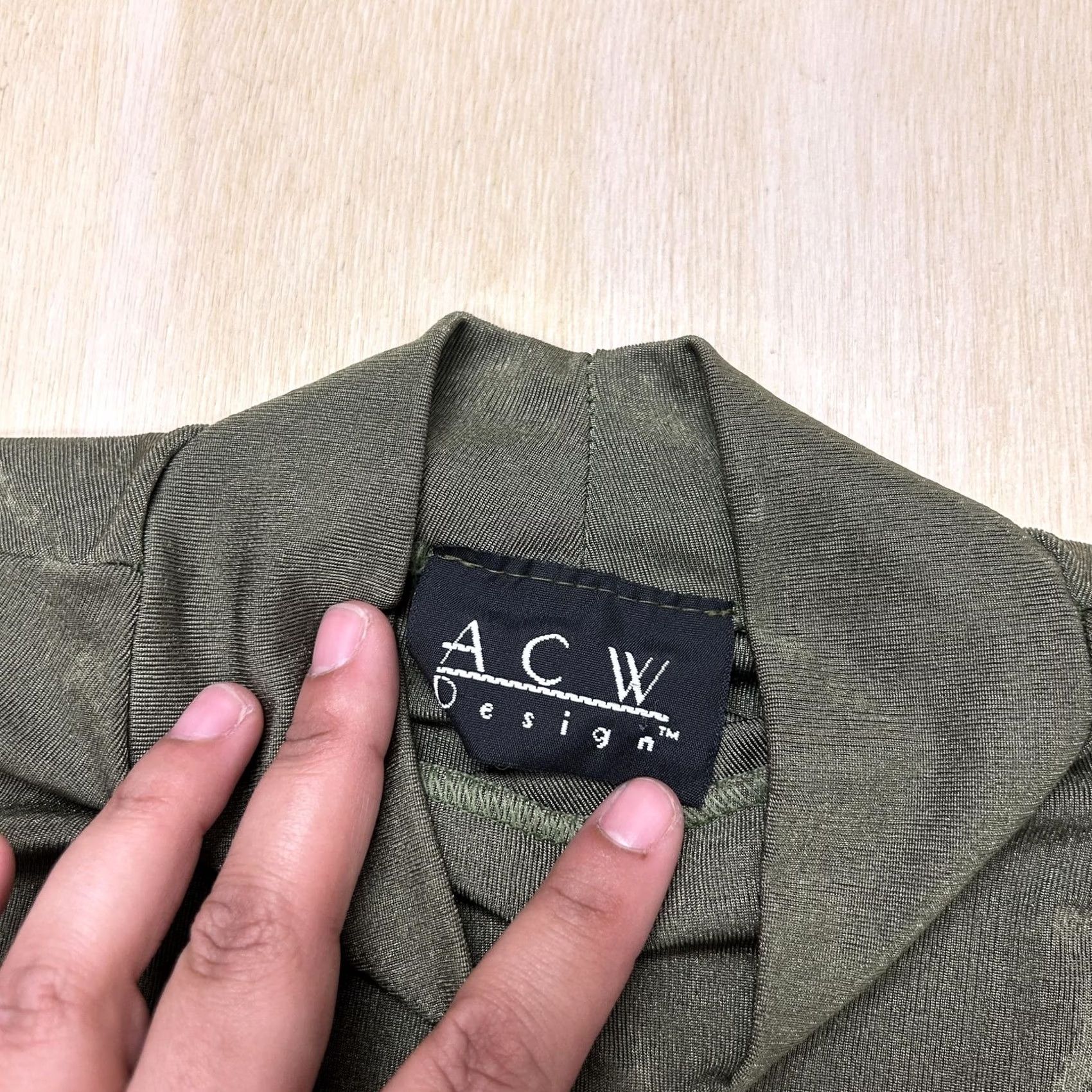 Vintage ACW Design Shirt Womens Medium Green Mock Neck Long Sleeve Jersey Size M / US 6-8 / IT 42-44 - 3 Thumbnail