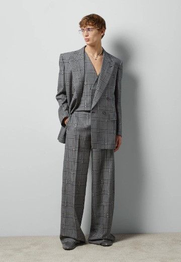Gucci o1mt1gz0525 Horsebit Check Wool Jacket in Gray/Black Size US XL / EU 56 / 4 - 3 Thumbnail