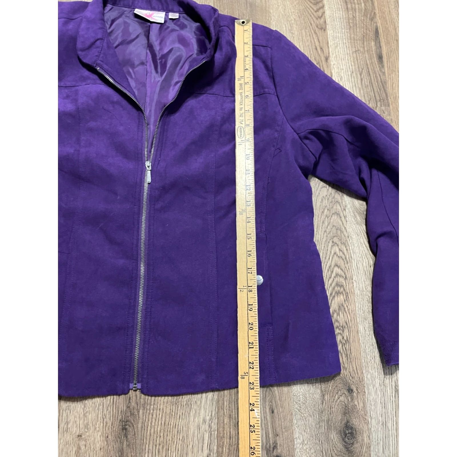 Vintage Studio Works Jacket Women's Size 16P Petite Purple Full Zip Velvet Blazer Dressy Casual Velvet Blazer Womens 16P Purple Full Zip Regular) Size XXL / US 16-18 / IT 52-54 - 6 Thumbnail