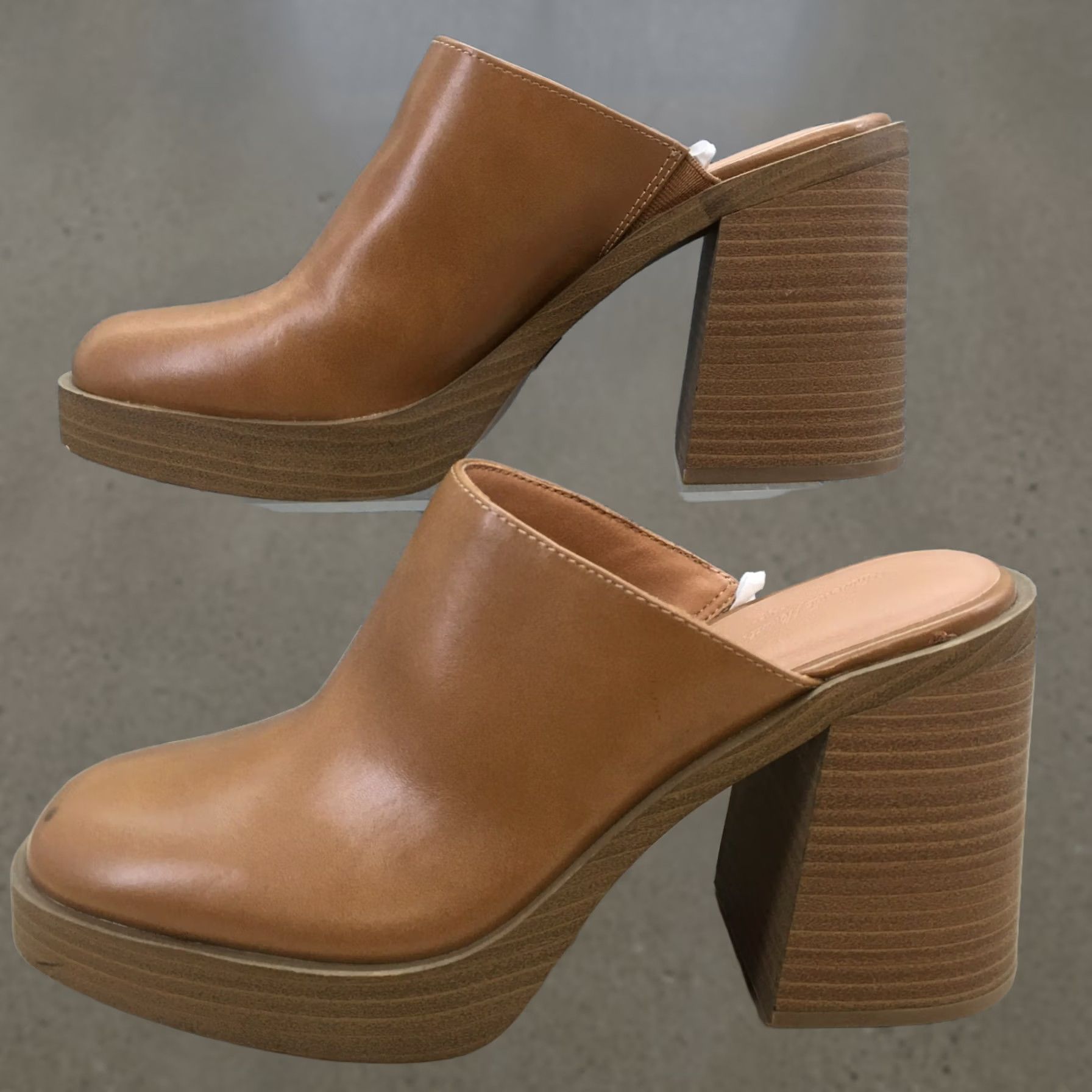 Vintage Universal Thread Platform Heels Womens 9 Brown Faux Leather Mules Casual Size US 9 / IT 39 - 1 Thumbnail