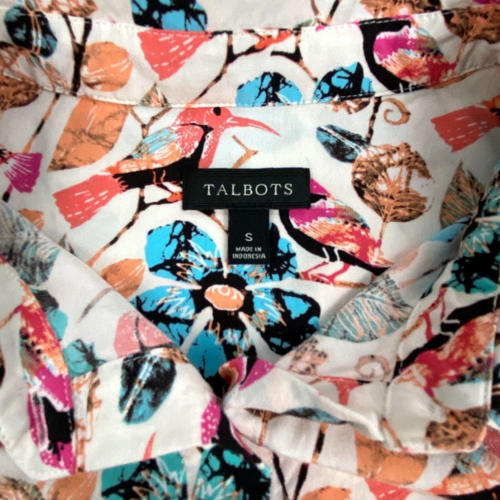 Talbots Talbots Women's Small Floral Button Up Shirt Multicolor Long Sleeve Roll Tab Sleeves Casual Size S / US 4 / IT 40 - 3 Thumbnail