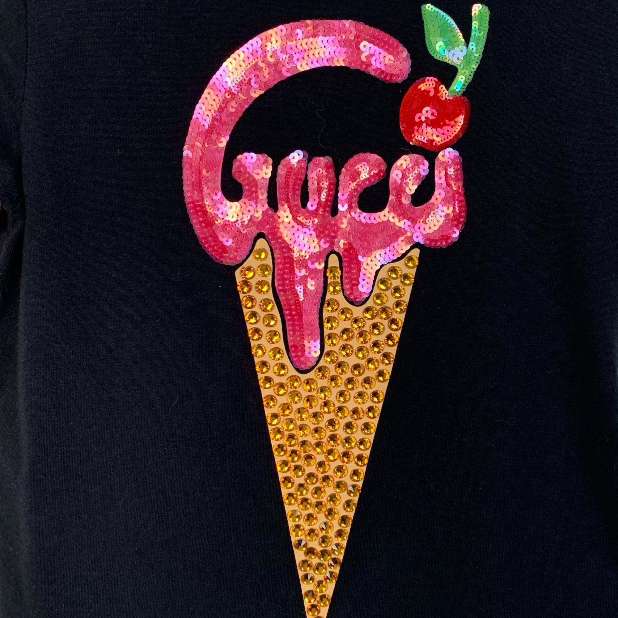 Gucci Gucci Black Patterned Print Cotton T-Shirt (Size XS) Size XS / US 0-2 / IT 36-38 - 4 Thumbnail