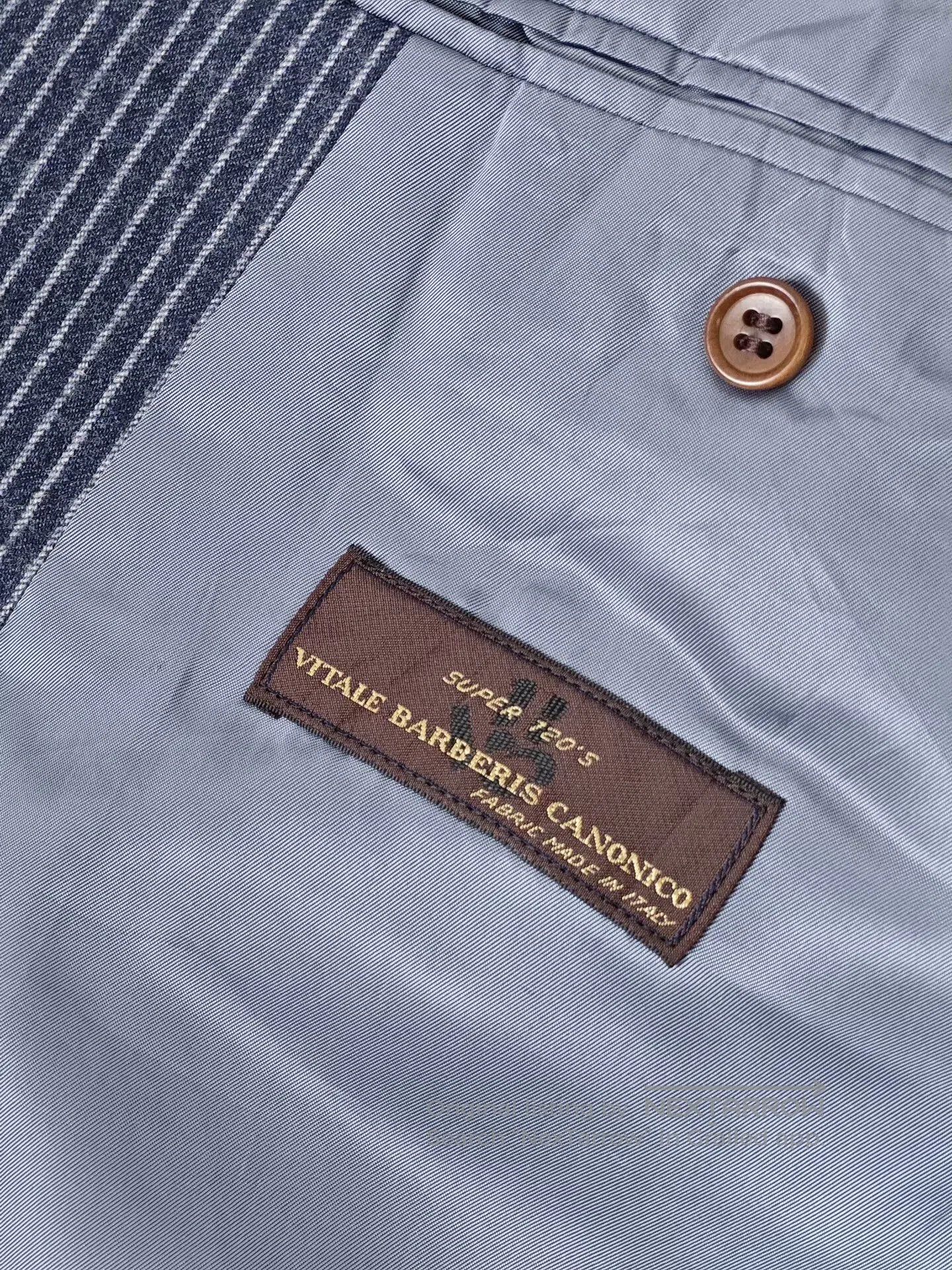 Japanese Brand Italian Wool Custom Suit with Stripes. Size US S / EU 44-46 / 1 - 6 Thumbnail
