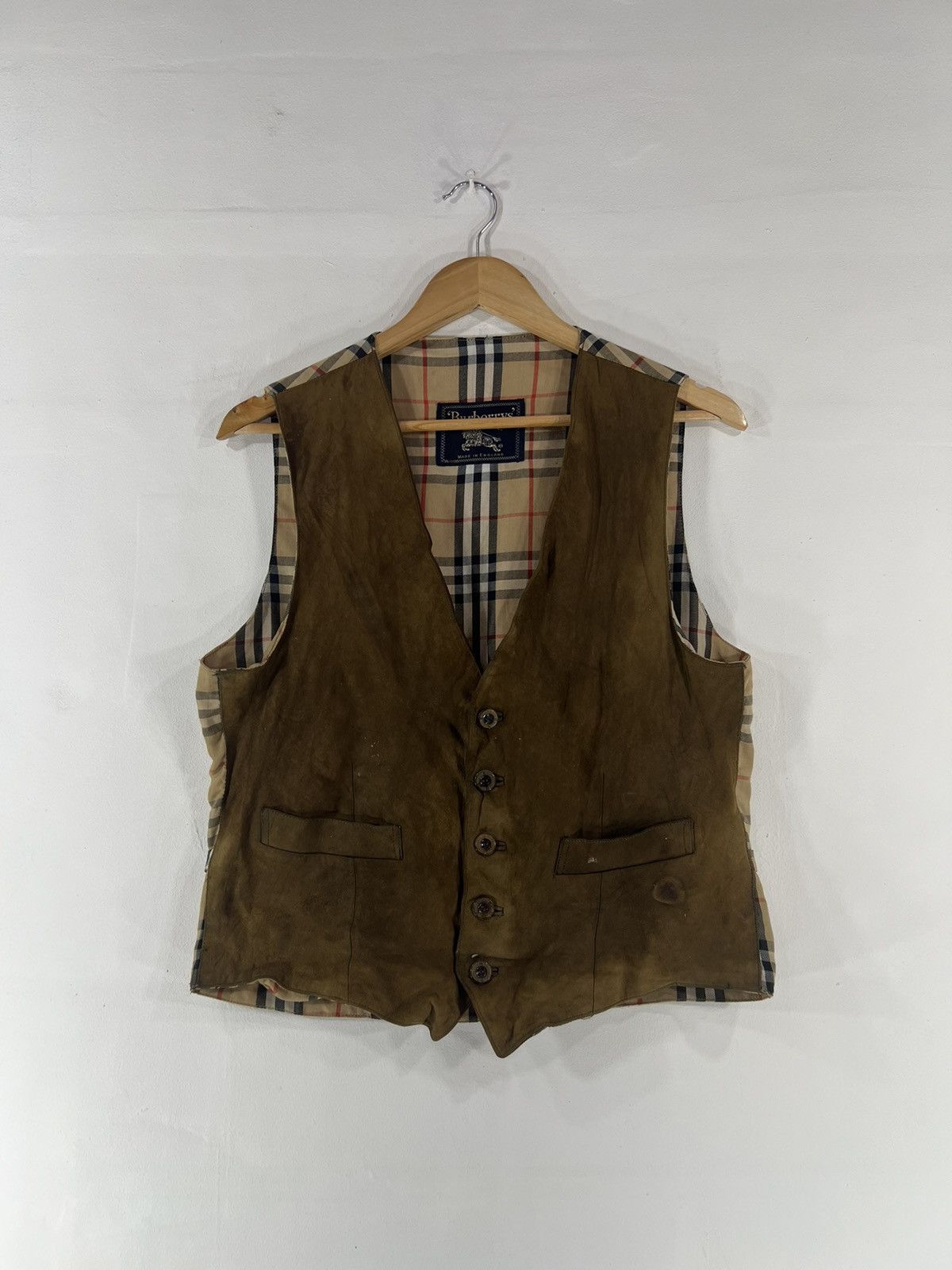 Burberry Vintage Burberry Nova Check Vest Mix Leather In Front Size US M / EU 48-50 / 2 - 1 Thumbnail