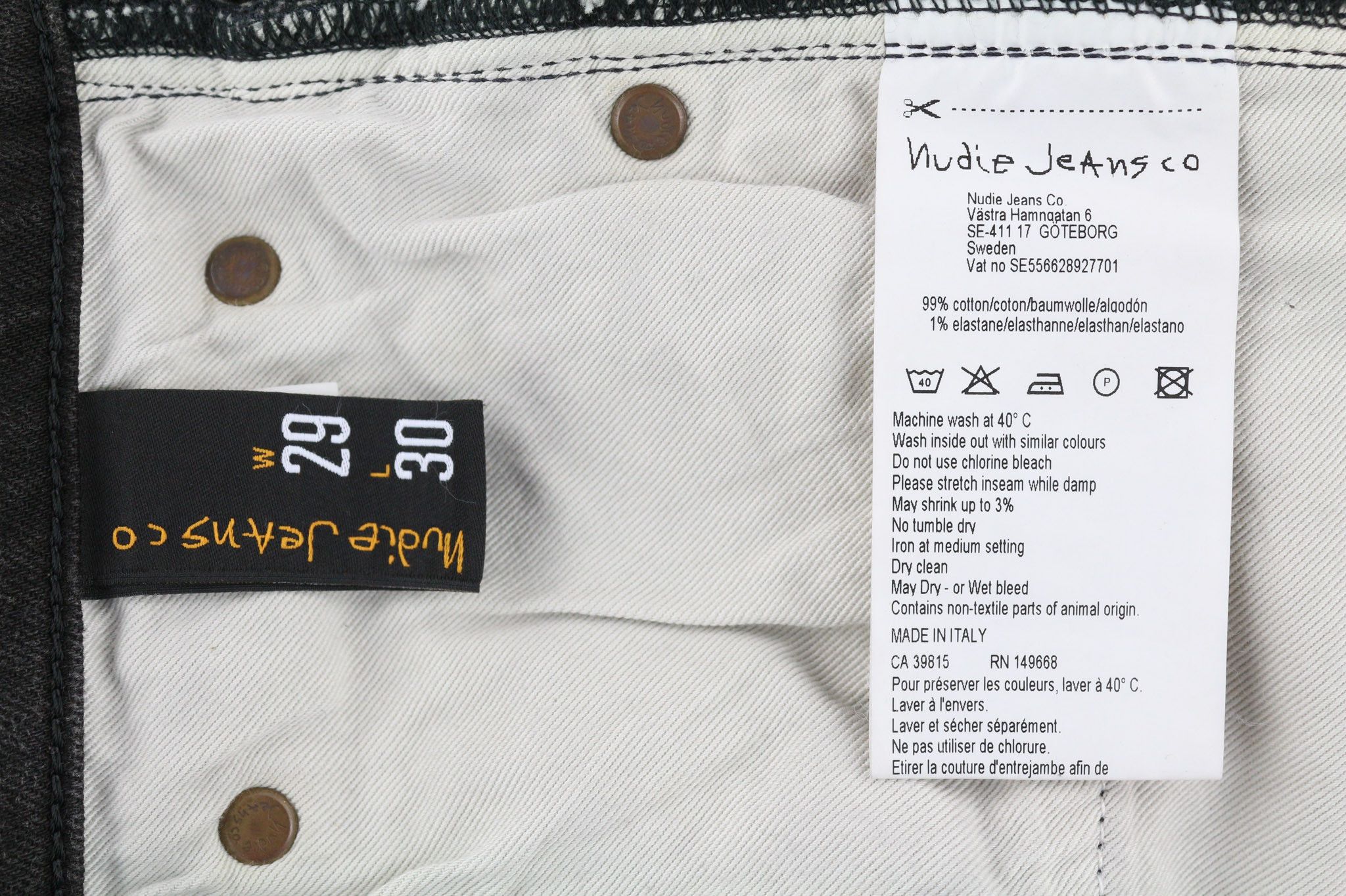 Nudie Jeans PIPE LED W29/L30 Skinny Fit Cotton Stretch Grey 80606 Size US 29 - 6 Thumbnail