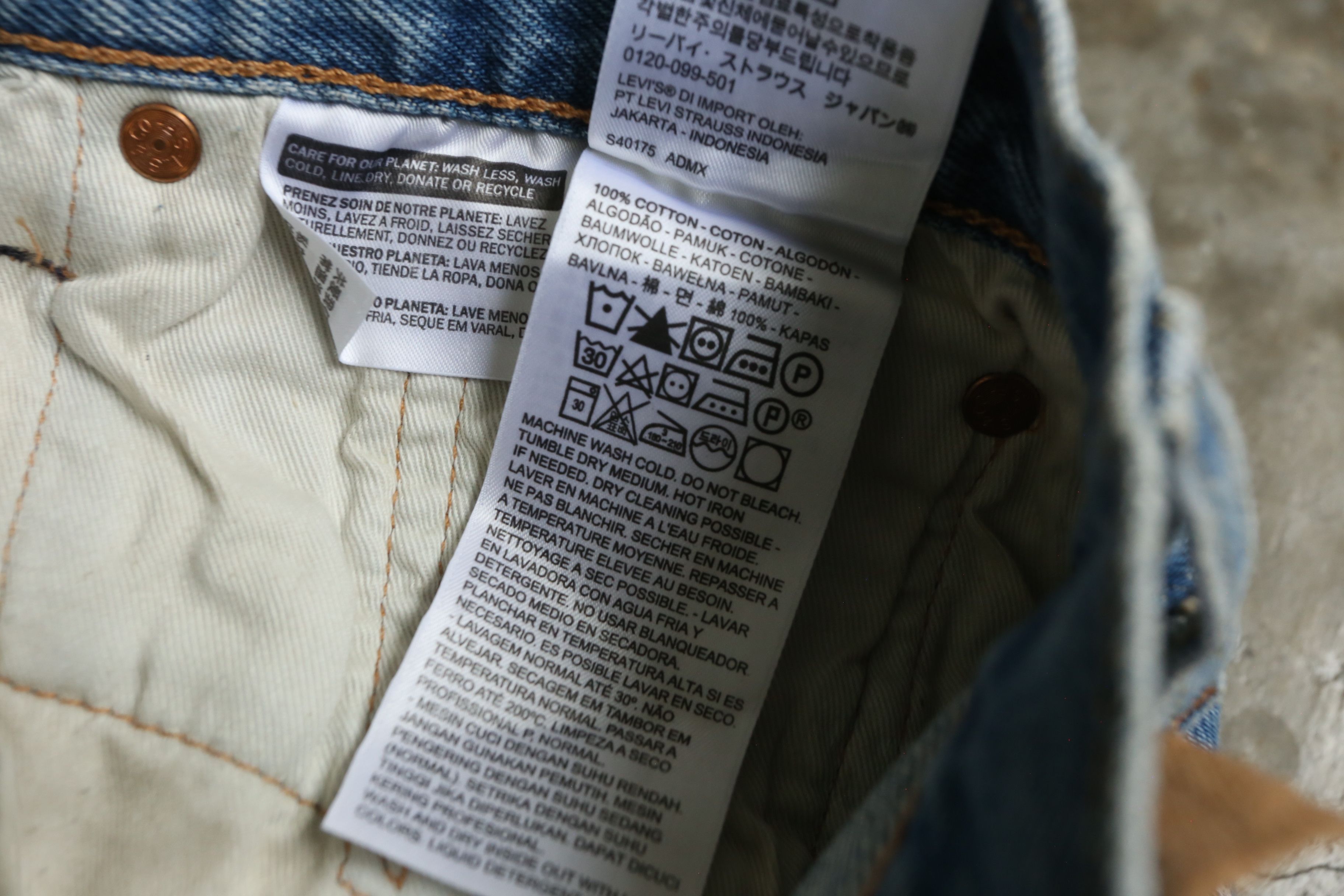 DENIM TEARS × Virgil Abloh L - DT - VA - S/S 21 - "Message in a Tear" 501 Denim Jean Size US 30 / EU 46 - 7 Thumbnail