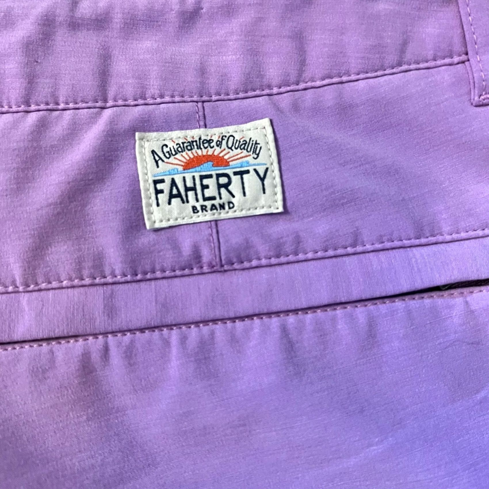 Faherty Faherty Shorts Mens 38 All day Performance Drawstring Golf Pinkish Purple Mens Regular Chino Pink Faherty Size US 38 / EU 54 - 3 Thumbnail
