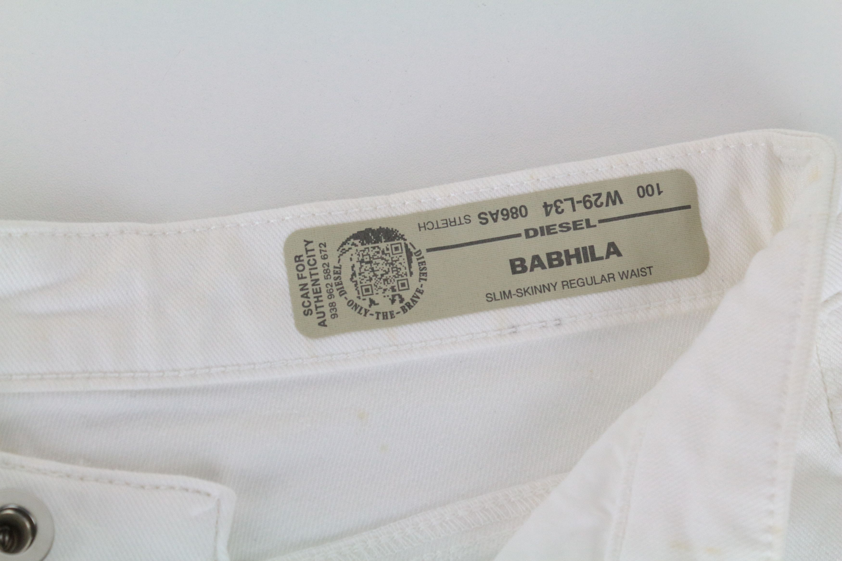 Diesel BABHILA 086AS W29/L34 White Slim Skinny Stretch Jeans 64285 Size 29" - 6 Thumbnail