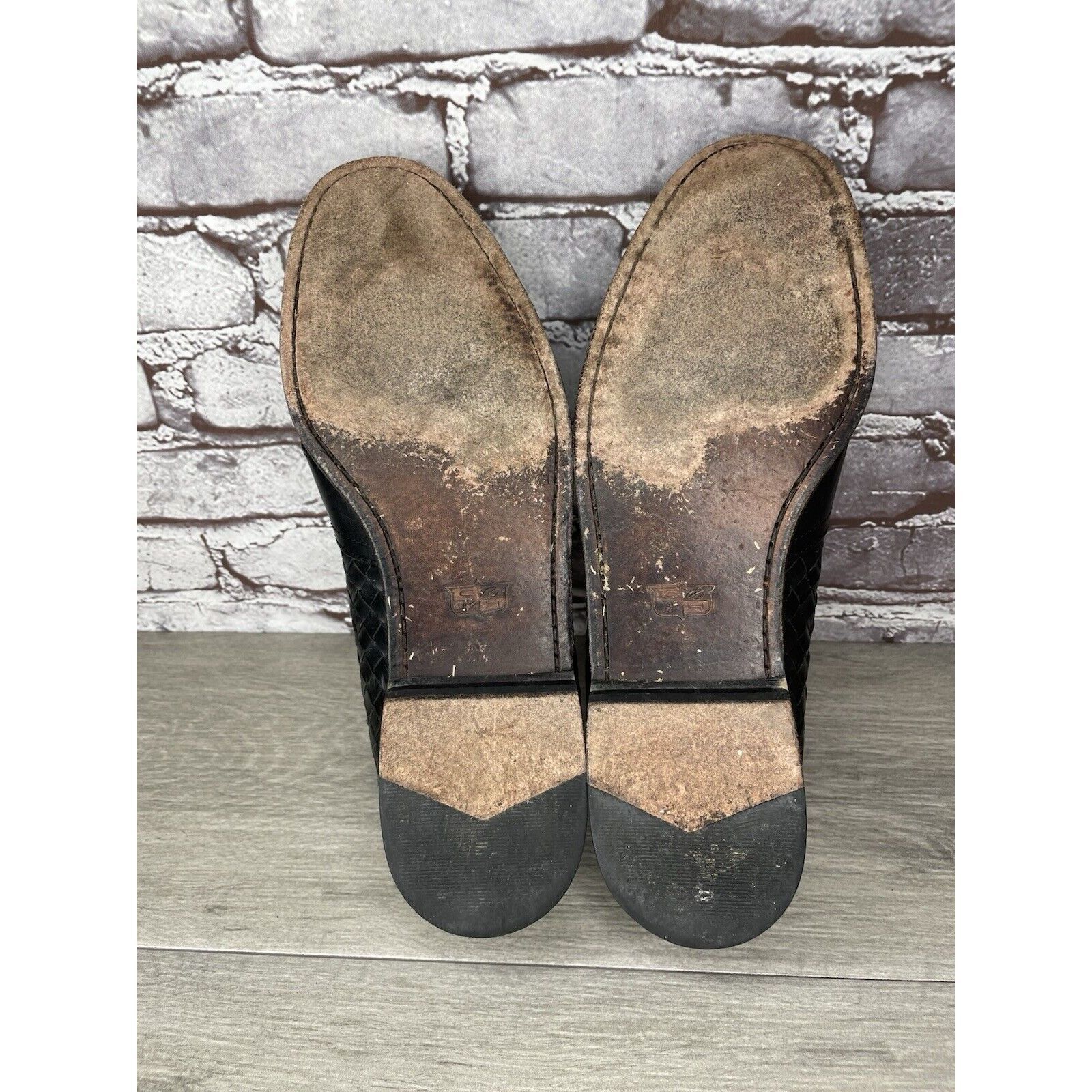 Cole Haan Cole Haan Black Leather Basket Weave Penny Loafers Dress Sho Size US 12 / EU 45 - 7 Thumbnail
