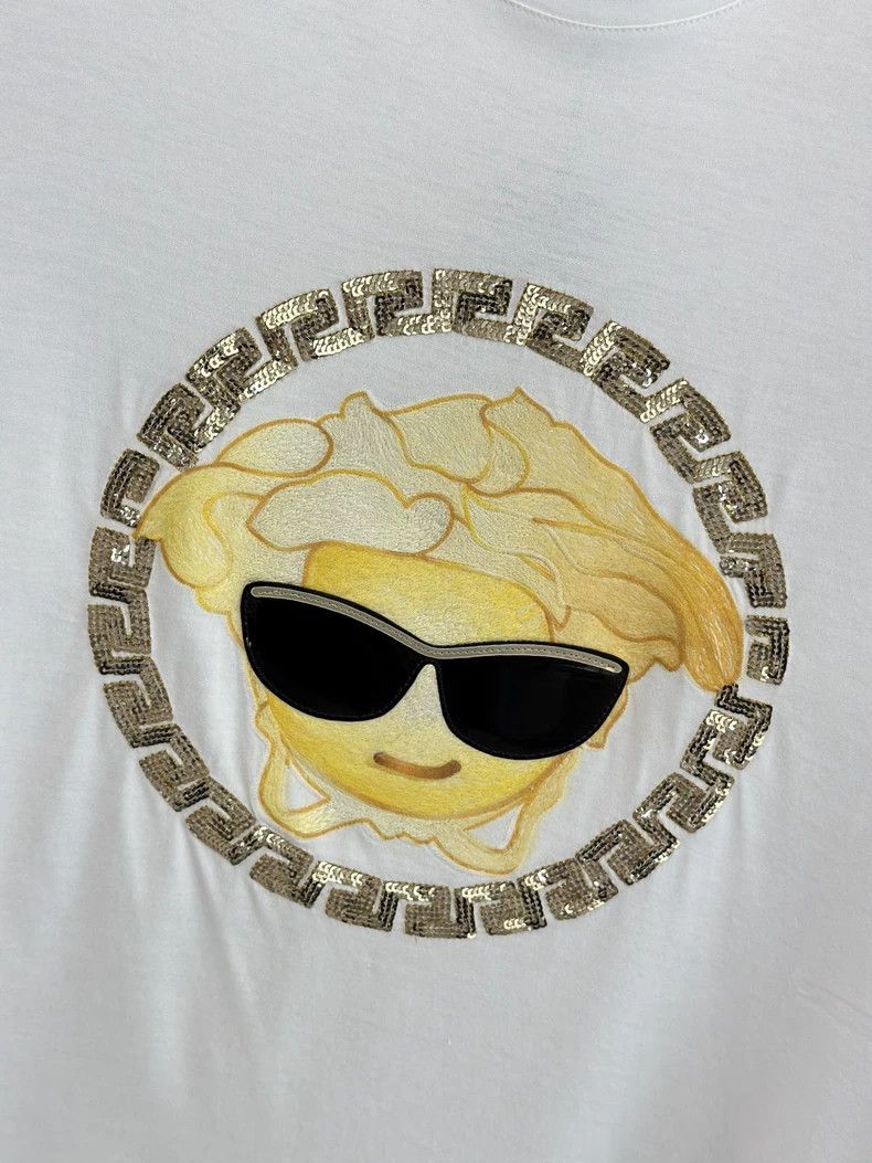 Versace Versace Men's crew neck white embroidered short-sleeved T- Size L / US 10 / IT 46 - 6 Thumbnail