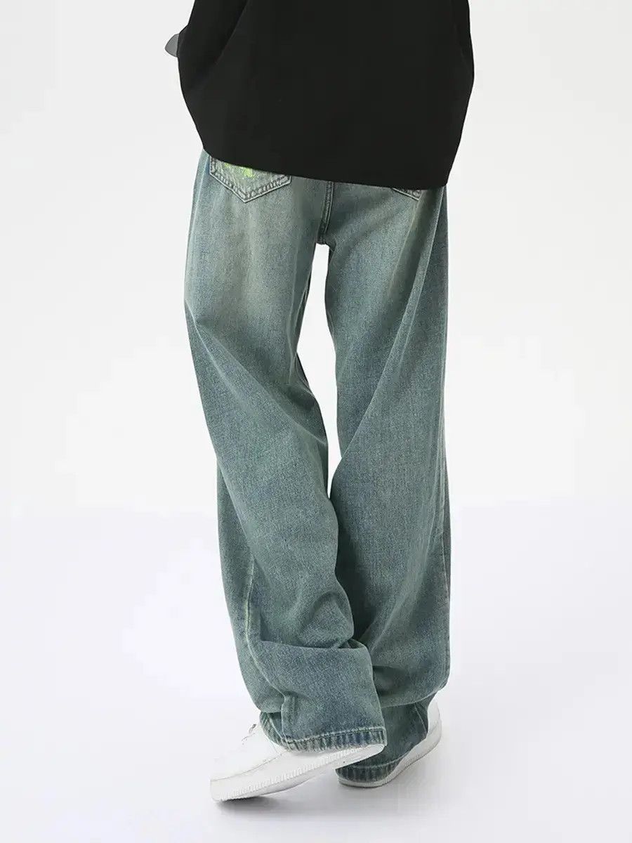 Japanese Brand Retro loose hand-painted straight leg jeans Size US 32 / EU 48 - 6 Thumbnail
