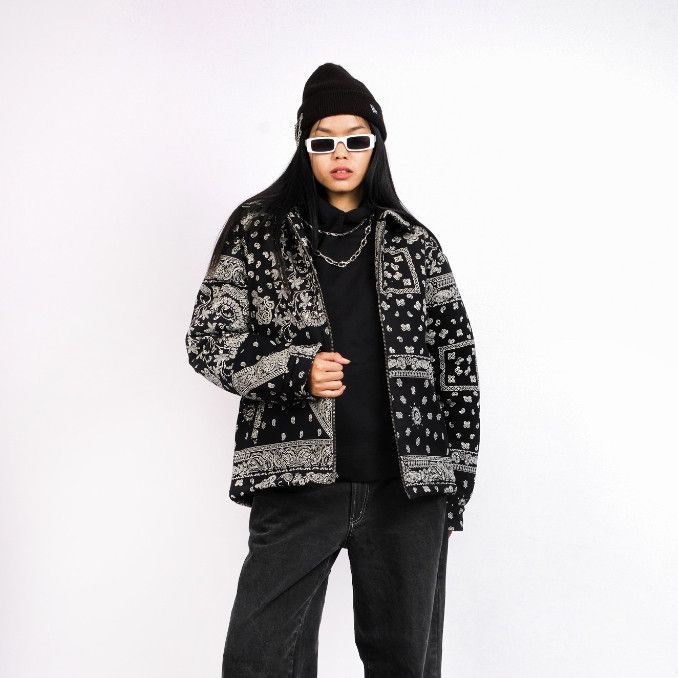 Japanese Brand Black paisley jacket Size US L / EU 52-54 / 3 - 3 Thumbnail