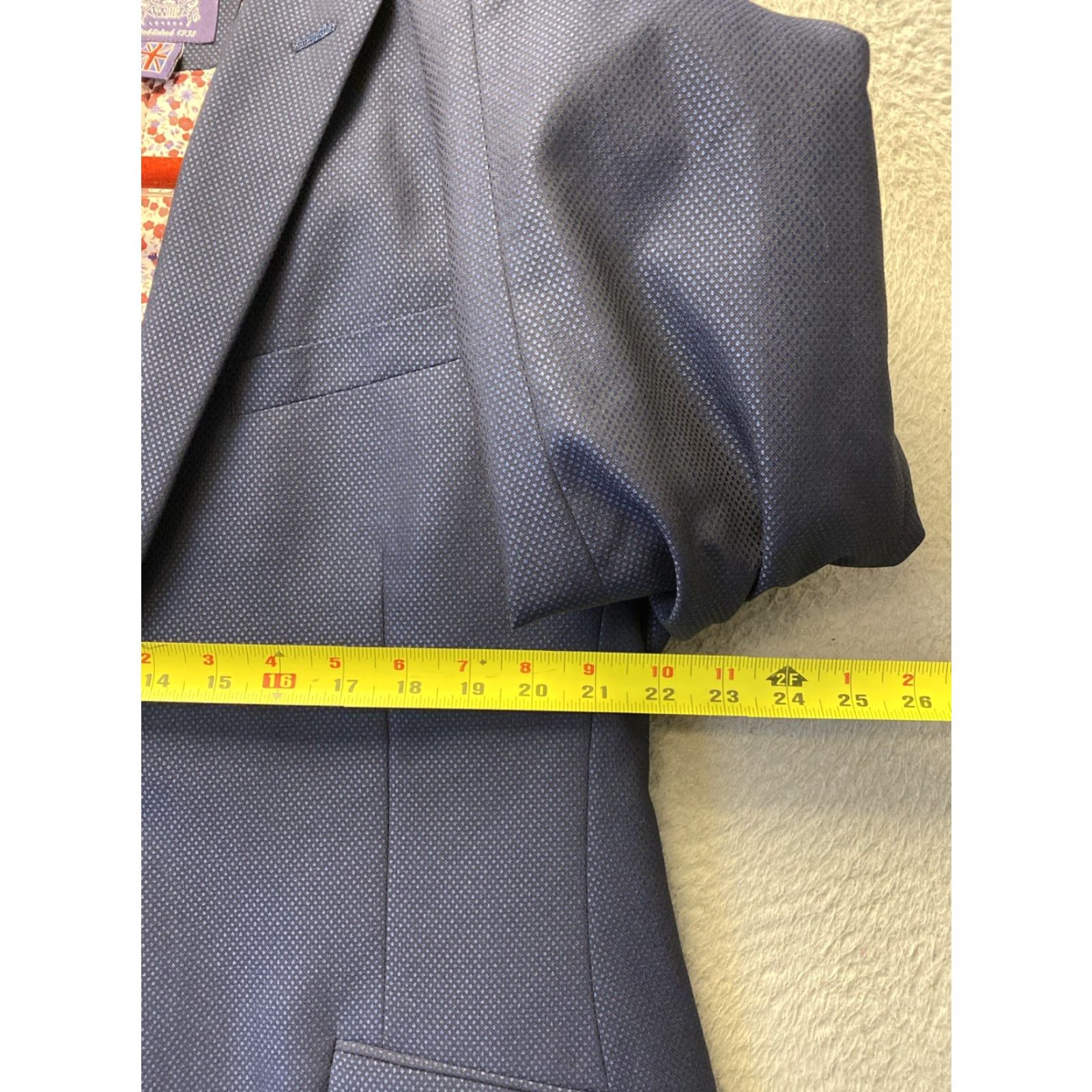 Vintage Savile Row Blazer Coat Men 42R Navy Regular Check 0639 NWOT Size 42R - 4 Thumbnail