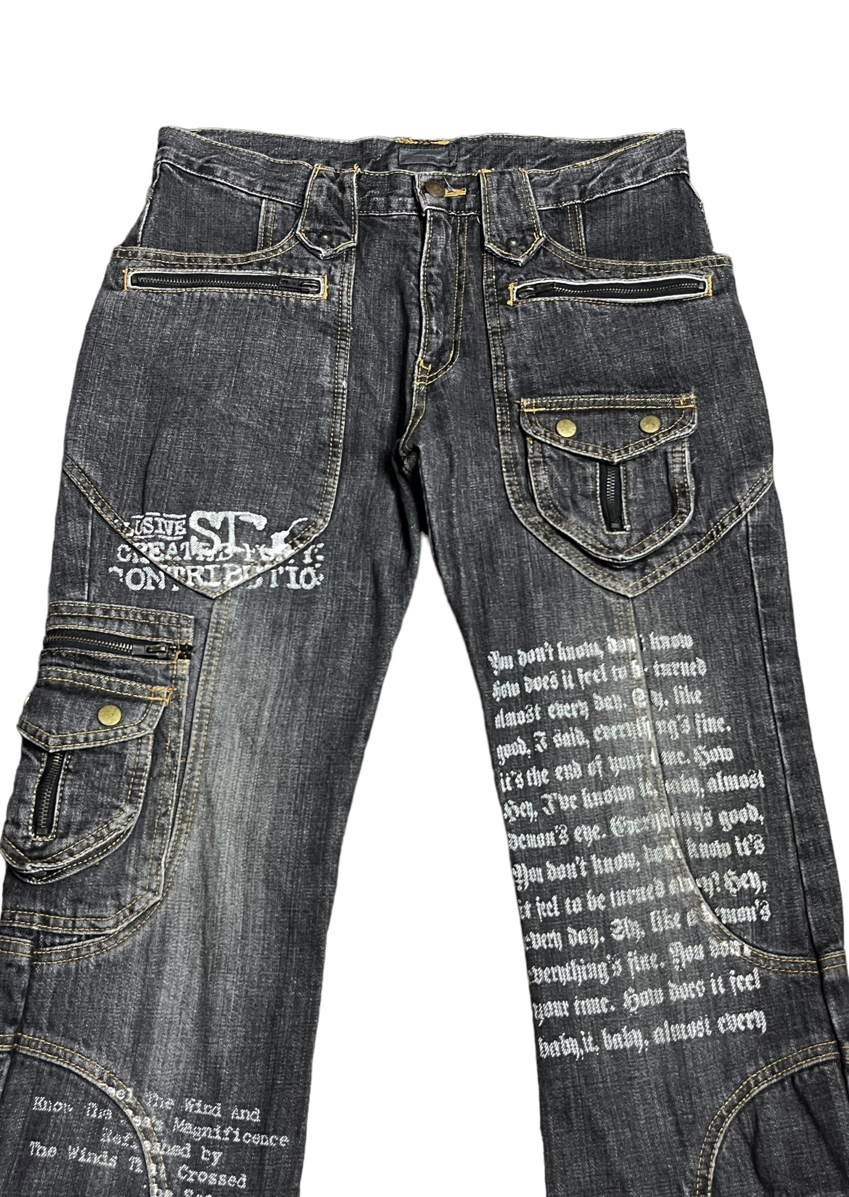 Japanese Brand × Seditionaries LAST CALL🔥EVOLUTION Punk Poems Multipocket Flare Denim Size US 31 - 6 Thumbnail