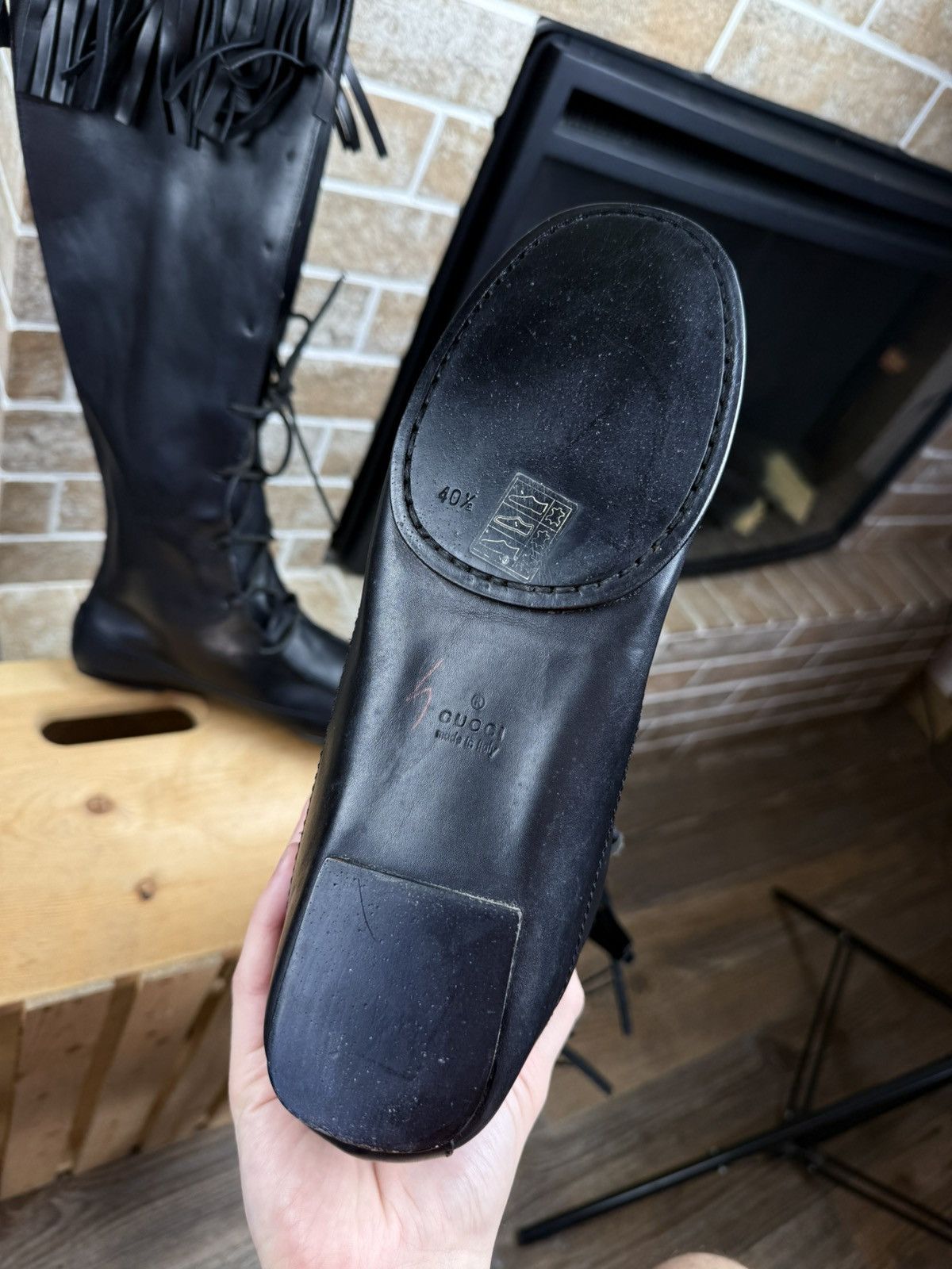 Gucci 1999 Gucci Tom Ford Black Lace Up Knee Leather Moccasin Boot Size US 10.5 / IT 40.5 - 13 Thumbnail