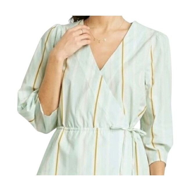 Other Women's Medium stripped Long Sleeve Wrap Top - a New Day MIn Size L / US 10 / IT 46 - 3 Thumbnail