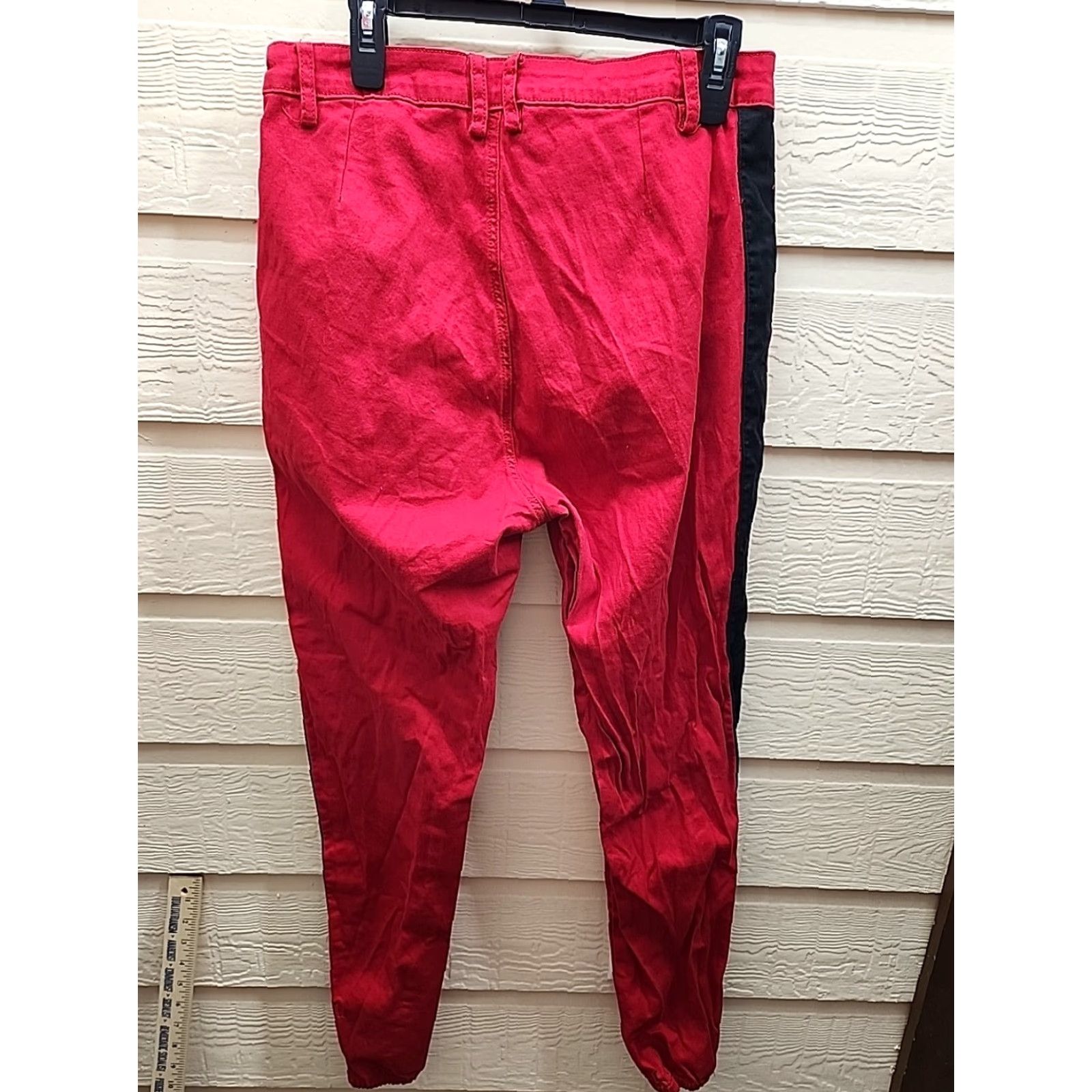 Denime VINTAGE American Bazi Red Denim Joggers Jeans Black Military Stripe Woman’s Sz: 2X Size 40" / US 18 - 6 Thumbnail
