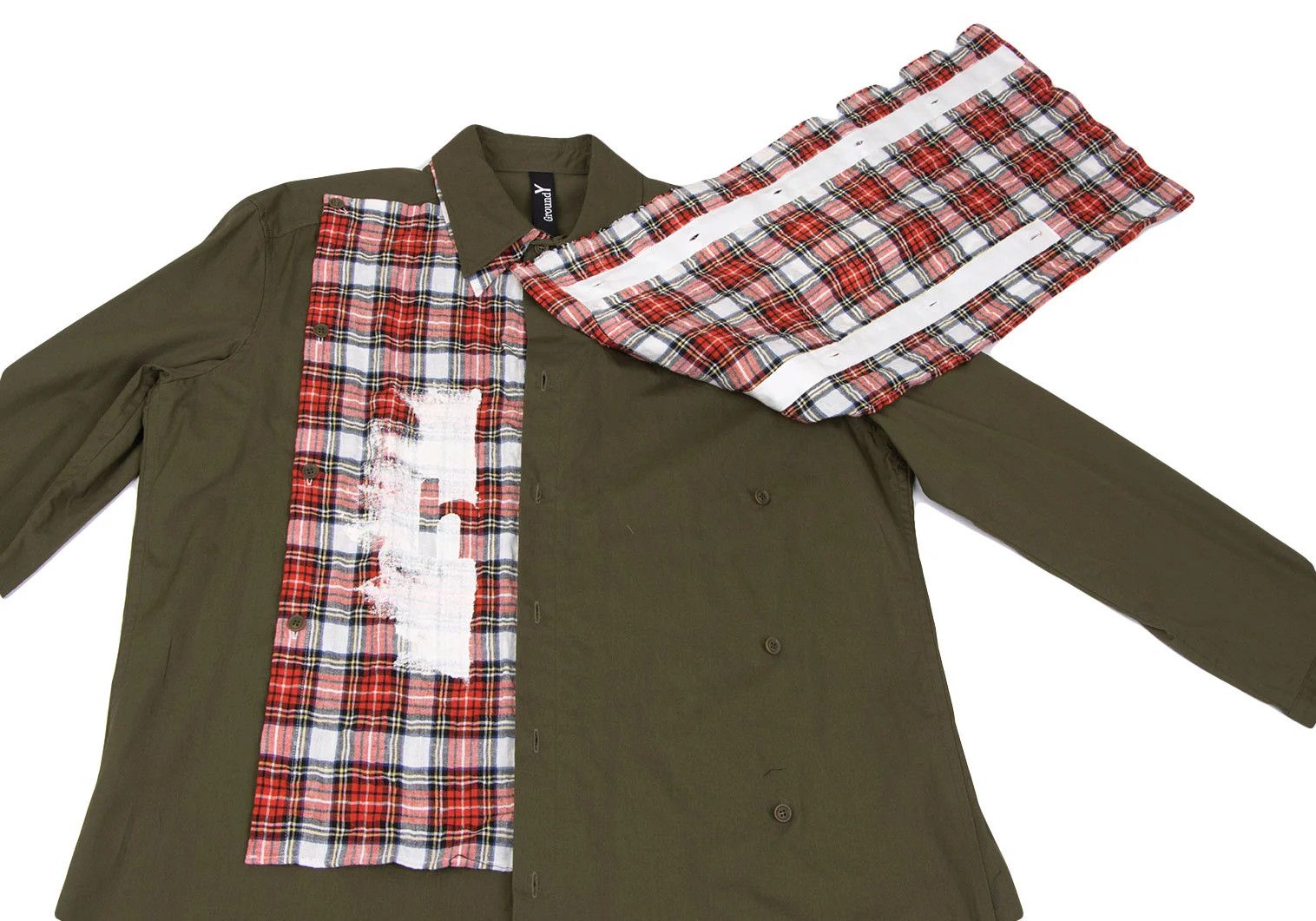 Yohji Yamamoto Tartan Check Pigment Print Detachable Long Shirt Khaki Size US M / EU 48-50 / 2 - 12 Thumbnail