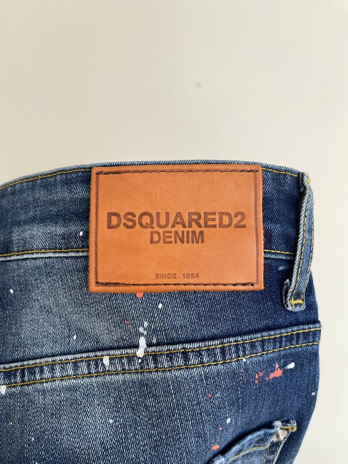 Dsquared2 Icon Slim Jean Distressed Wash Denim Paint-Splattered Jeans Size US 32 / EU 48 - 13 Thumbnail
