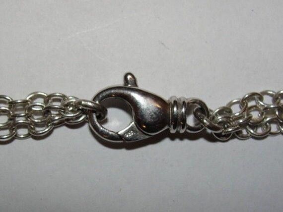 Designer Sterling Triple Strand Necklace with Blown Glass Pendant Size ONE SIZE - 5 Thumbnail