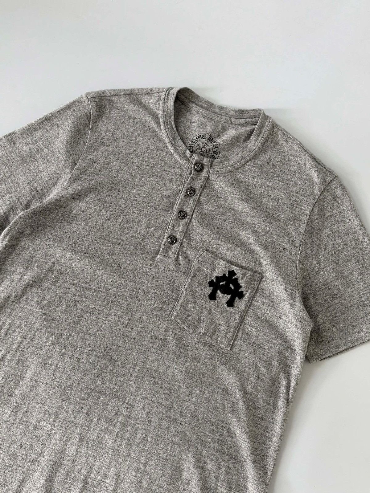 Chrome Hearts Chrome Hearts Gray BS Fleur Button Henley Neck Short Sleeve Size US L / EU 52-54 / 3 - 4 Thumbnail